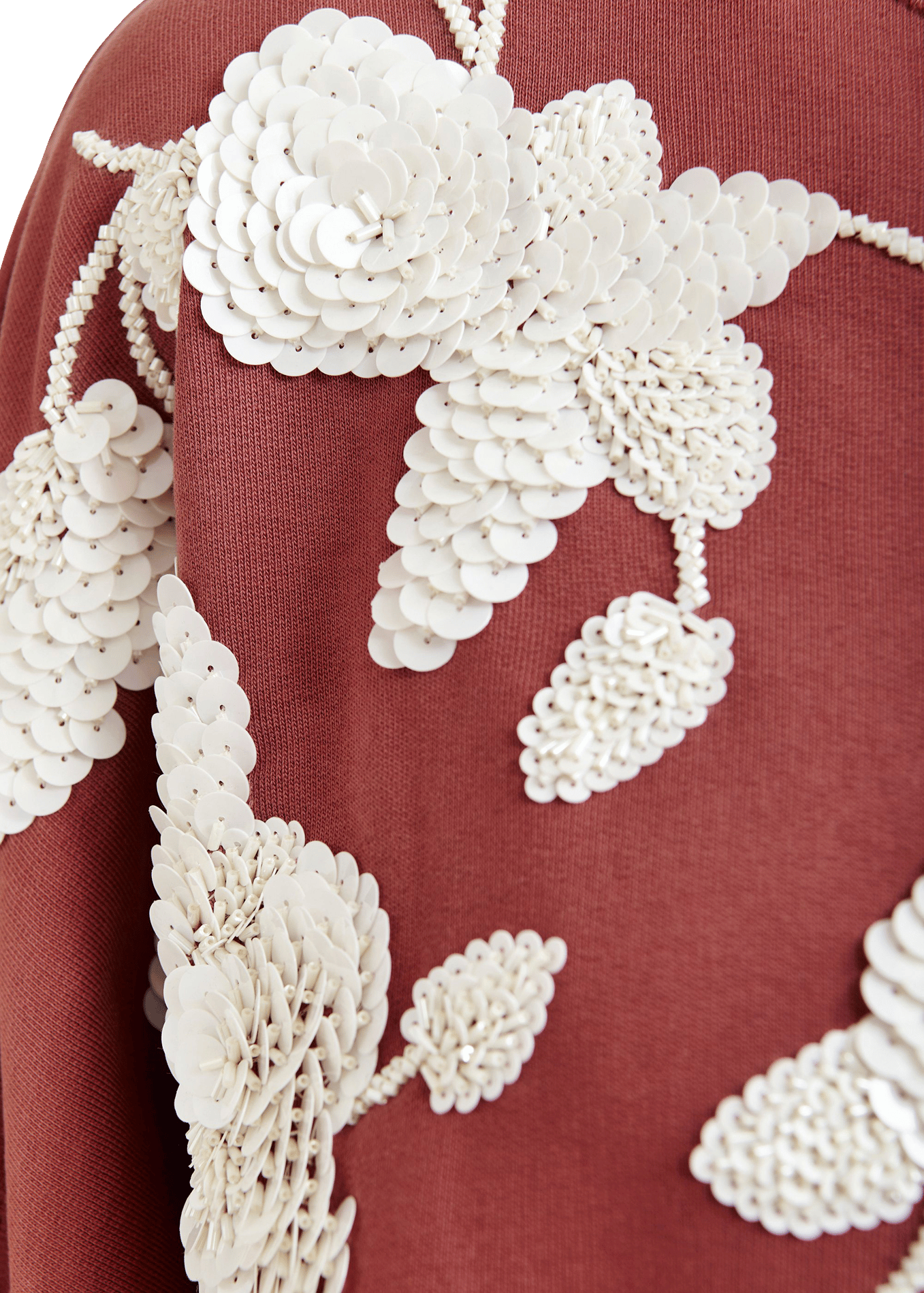 Oversized Sweatshirt with Embroidered Flowers ESSENTIEL ANTWERP Brown