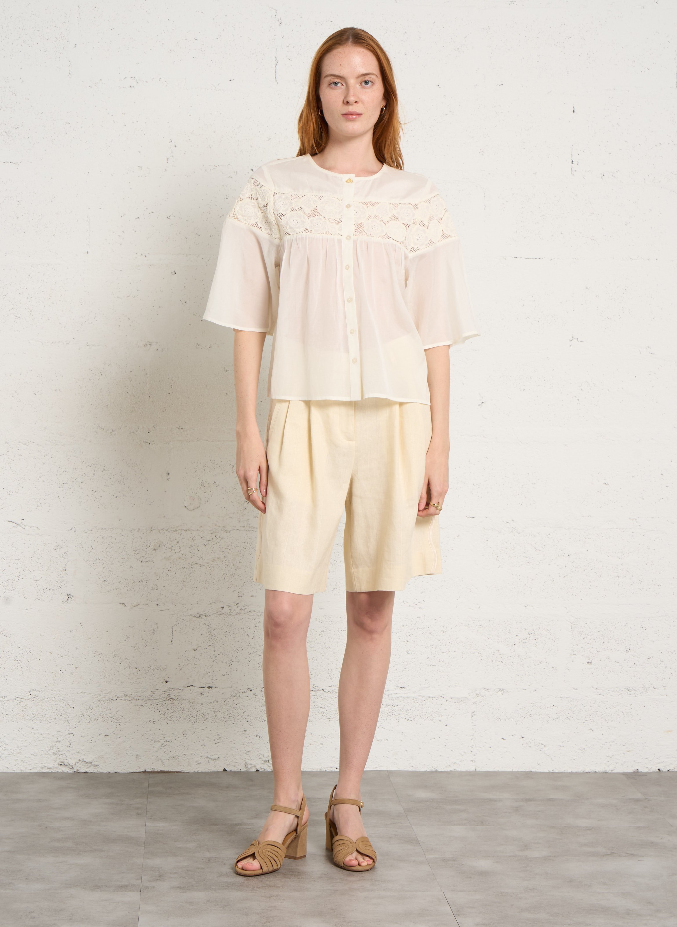 Sandales à talons en cuir velours BOBBIES Beige