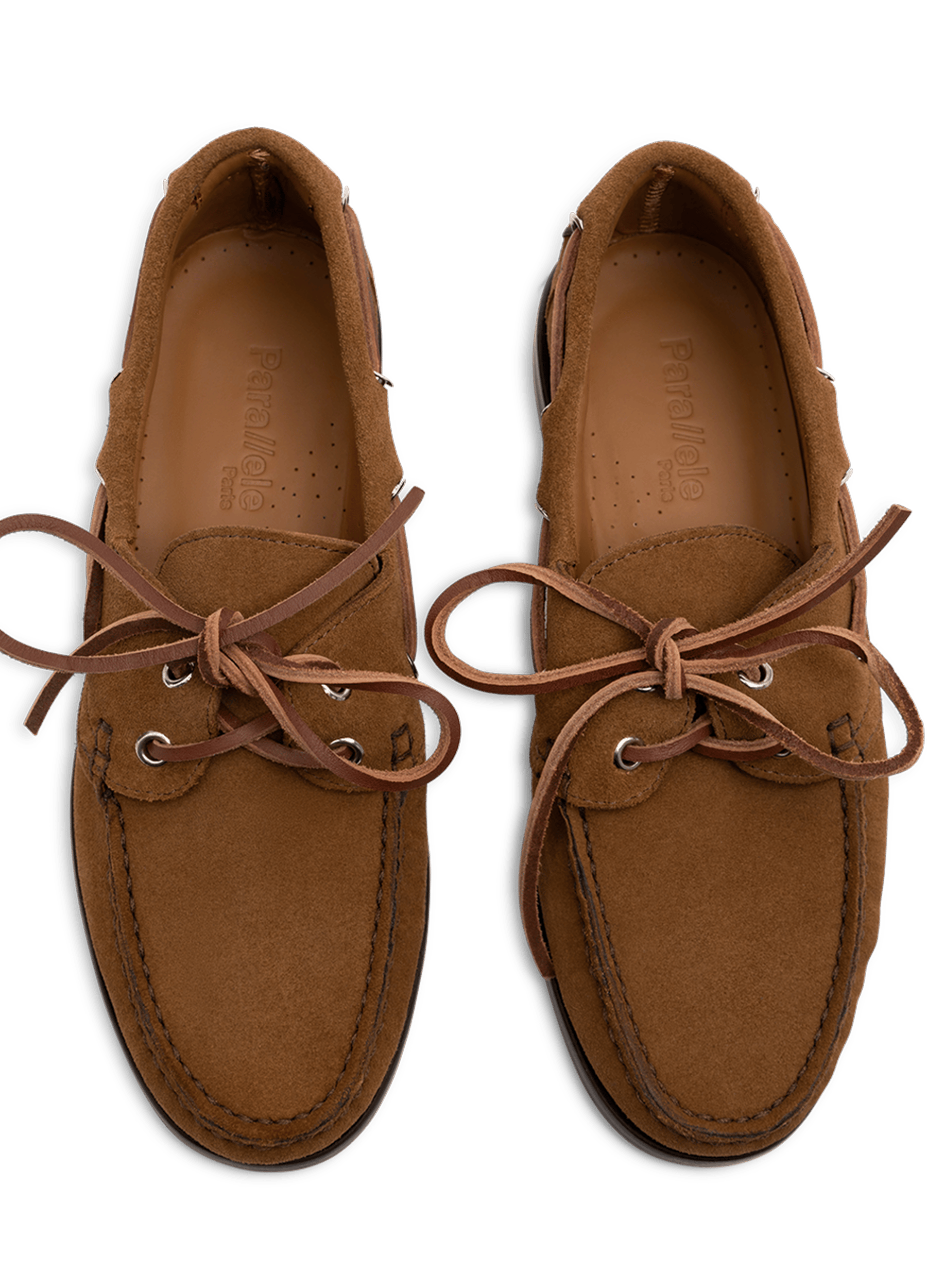 Camel suede boat shoes PARALLELE PARIS Brown