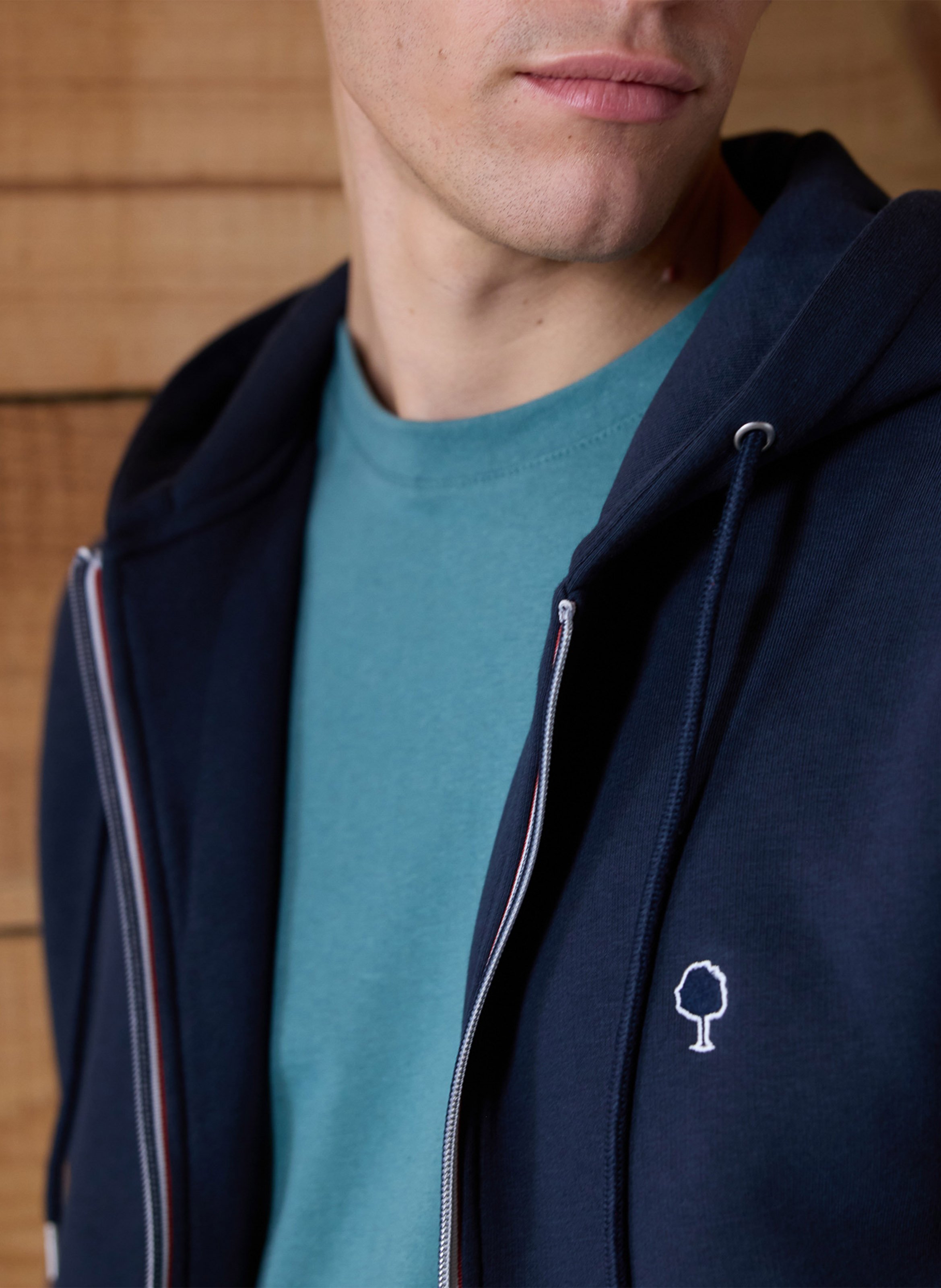 Regular-fit sweater van joggingstof met capuchon FAGUO Blauw