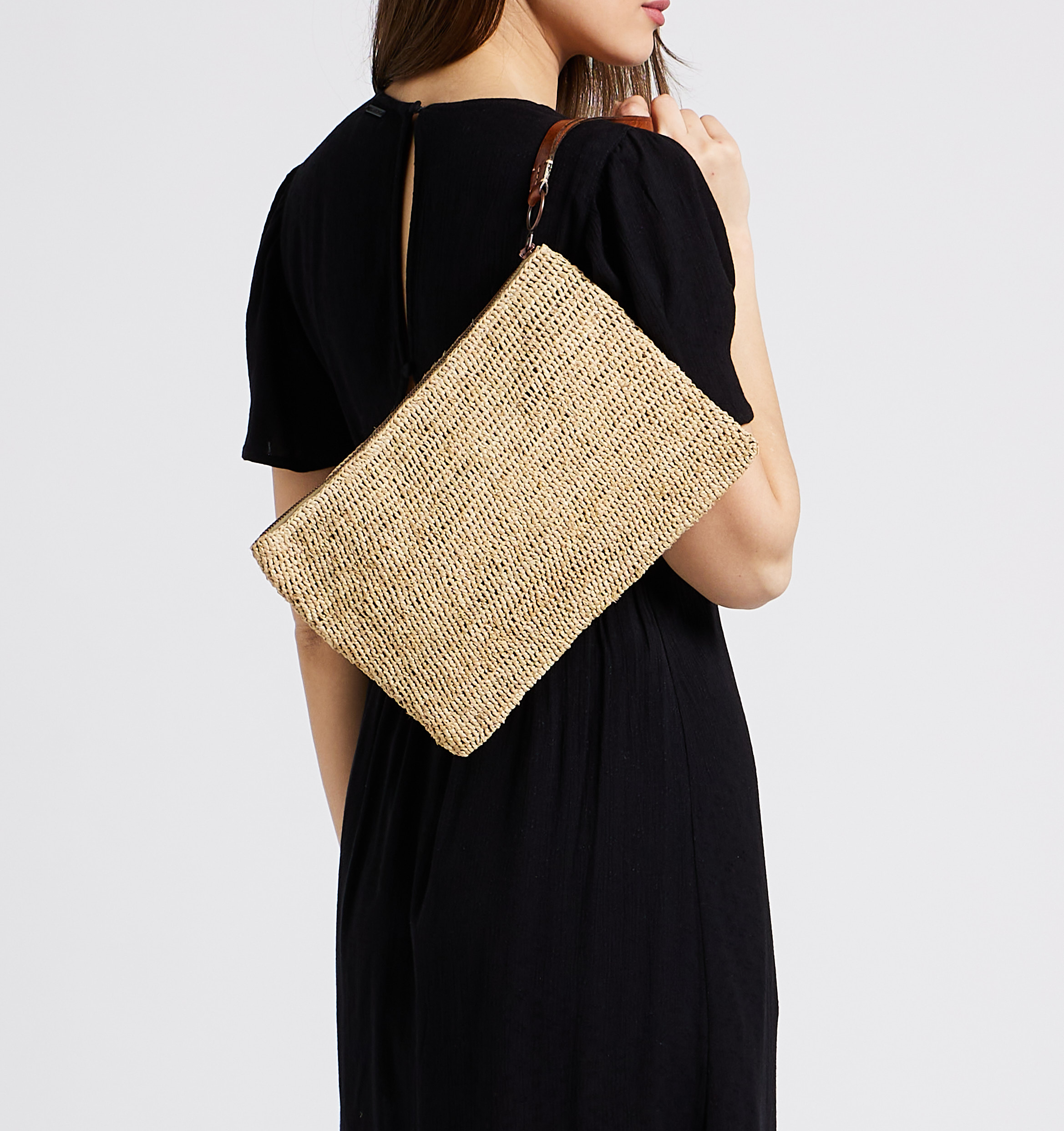 Raffia clutch bag IBELIV Beige