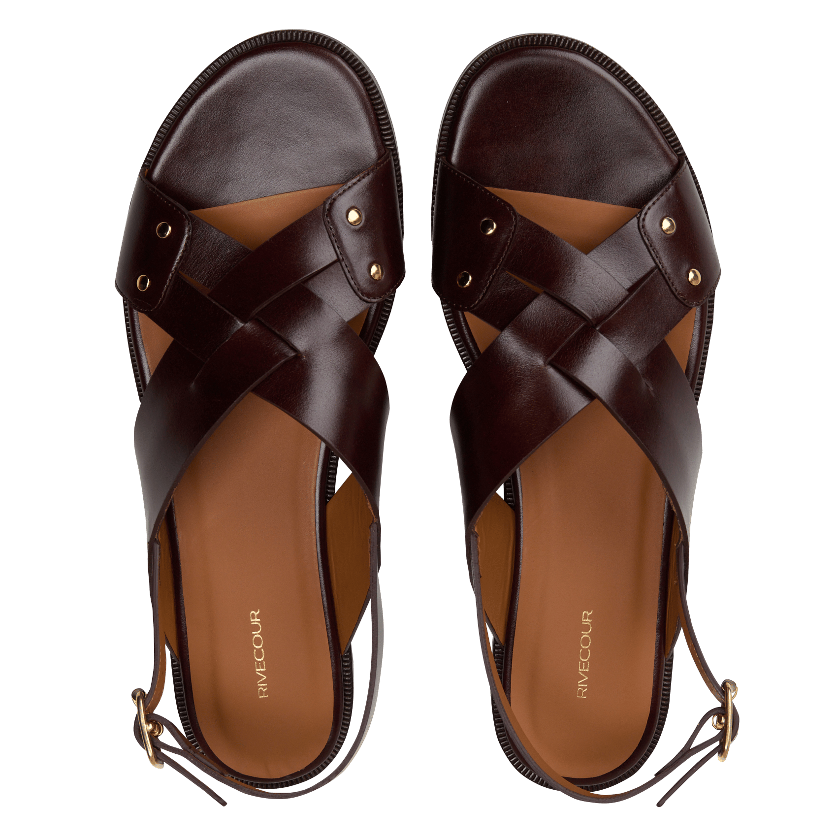 Sandales plates en cuir  RIVECOUR Marron