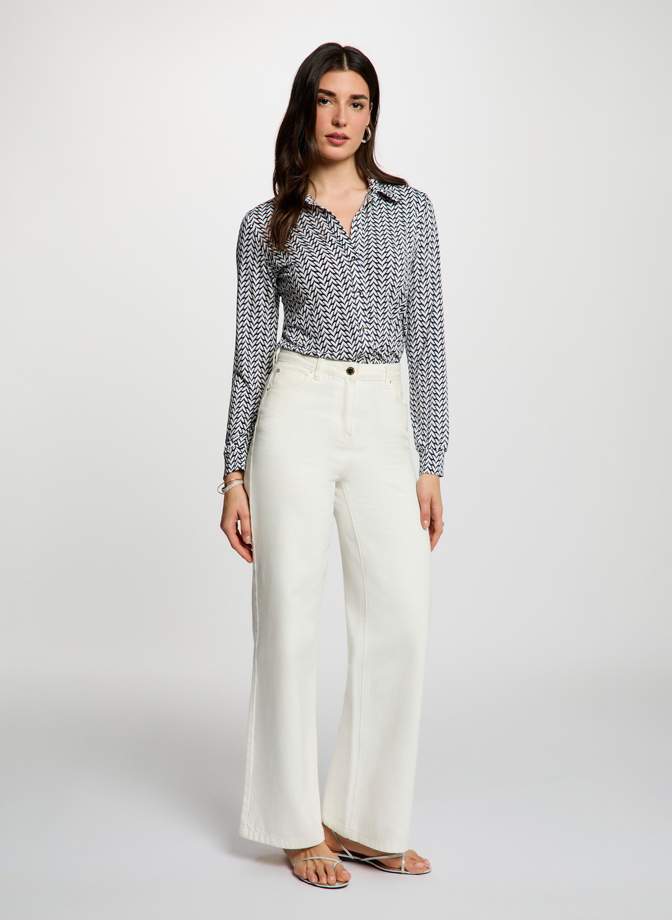 Straight-fit blouse met klassieke kraag en print MORGAN Veelkleurig