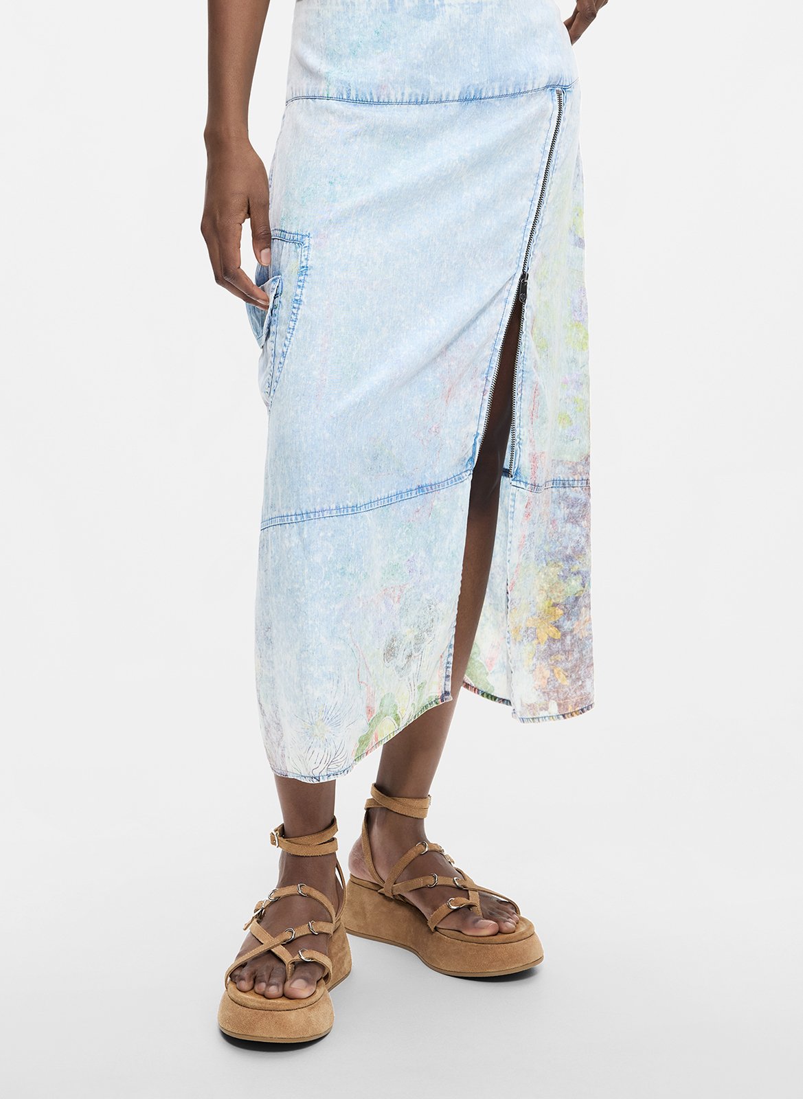 Sandales compensées en cuir velours DESIGUAL Marron