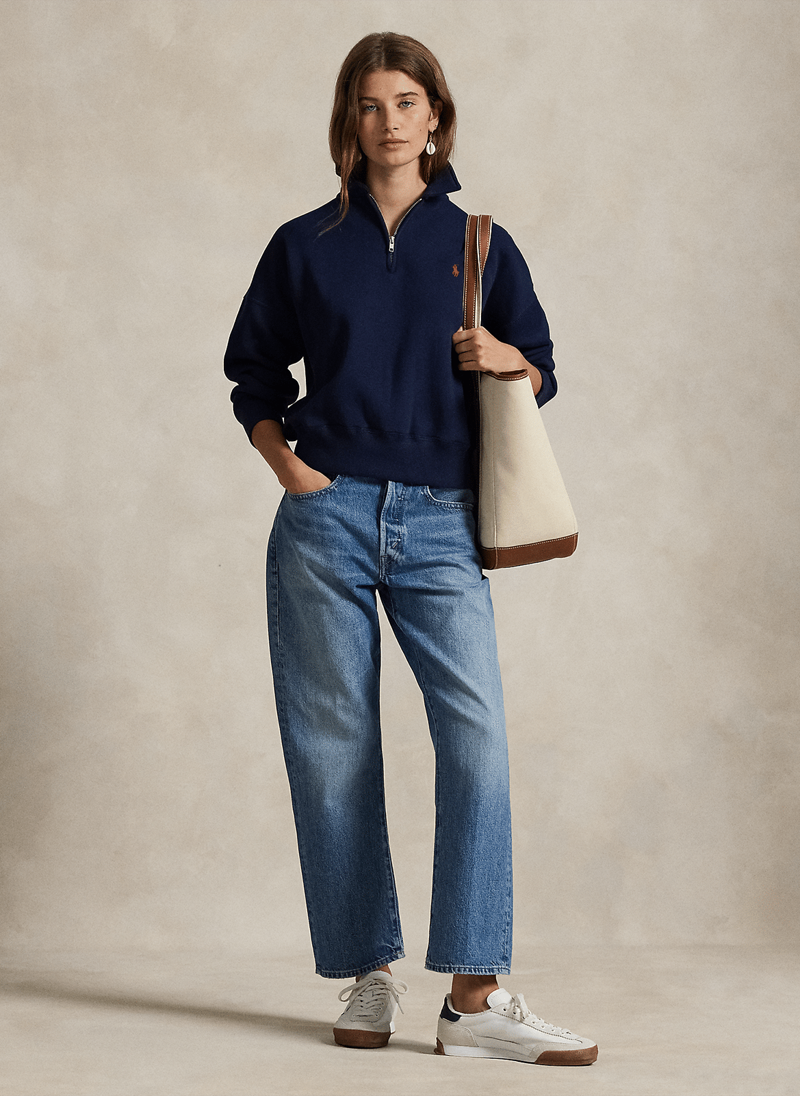 Oversize-Sweatshirt mit Stehkragen aus Baumwollmischung POLO RALPH LAUREN Blau