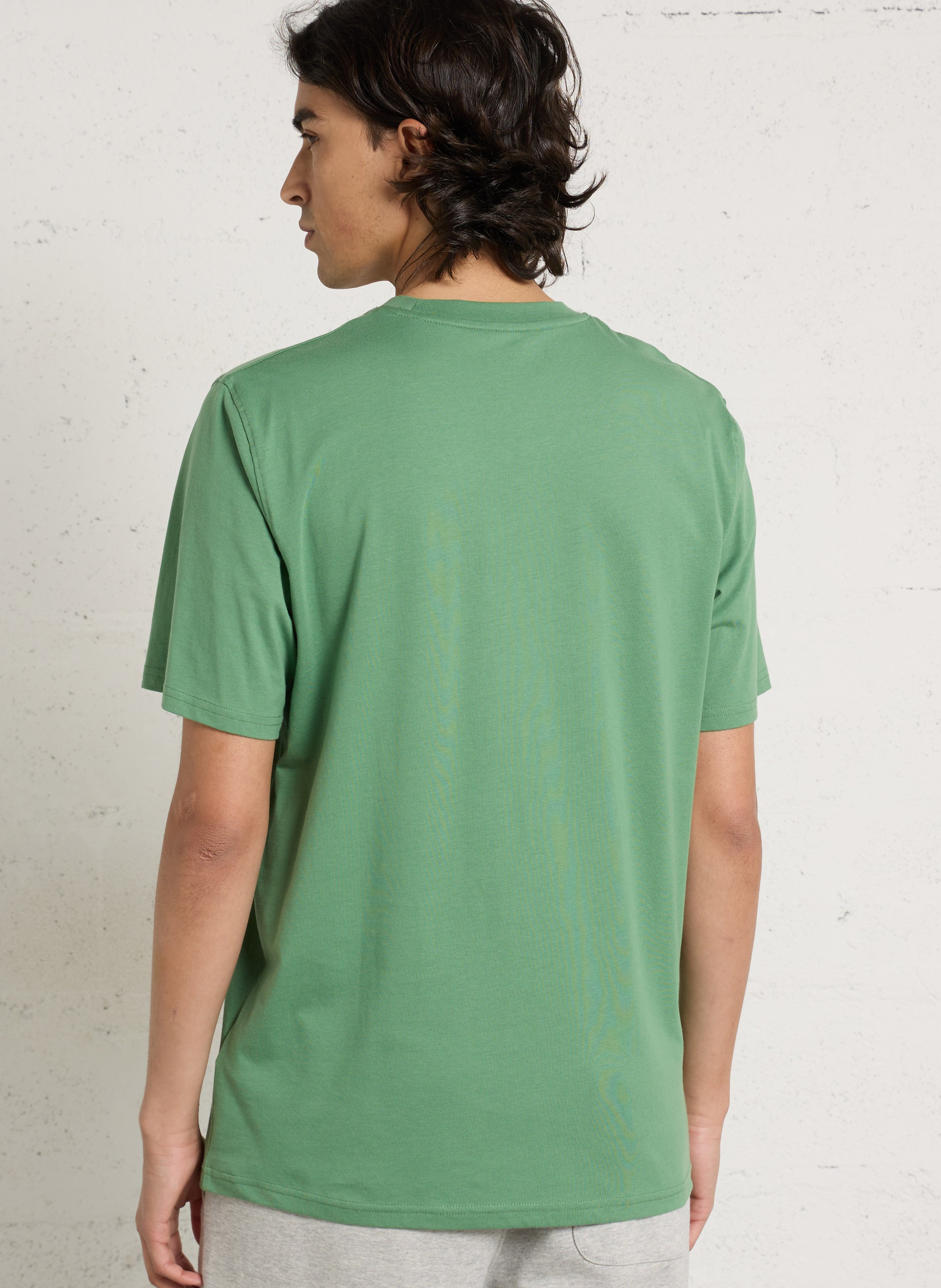 Straight round neck plain T-shirt with embroidered logo CHEVIGNON Green