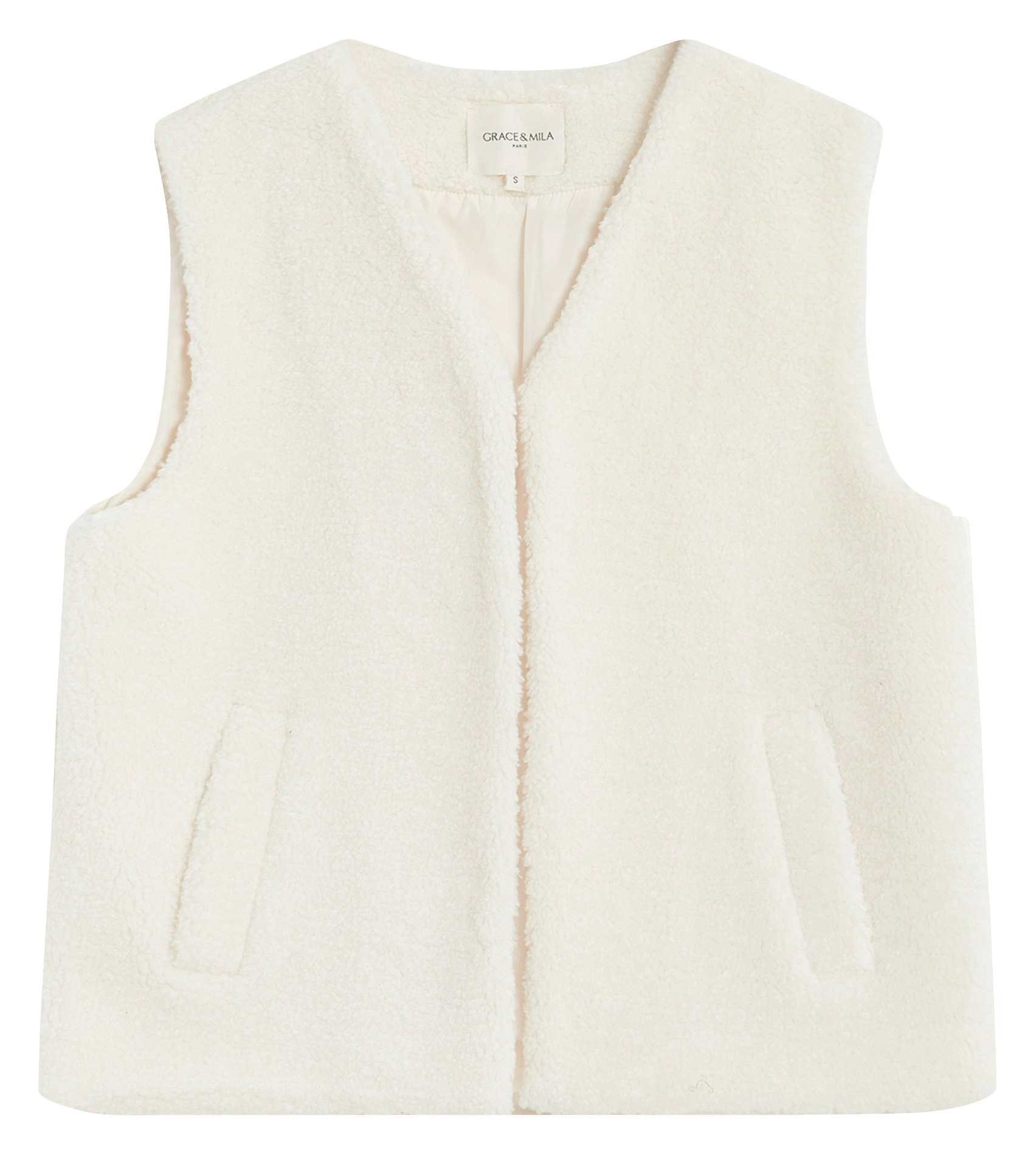 Veste sans manches en shearling synthétique GRACE ET MILA Blanc