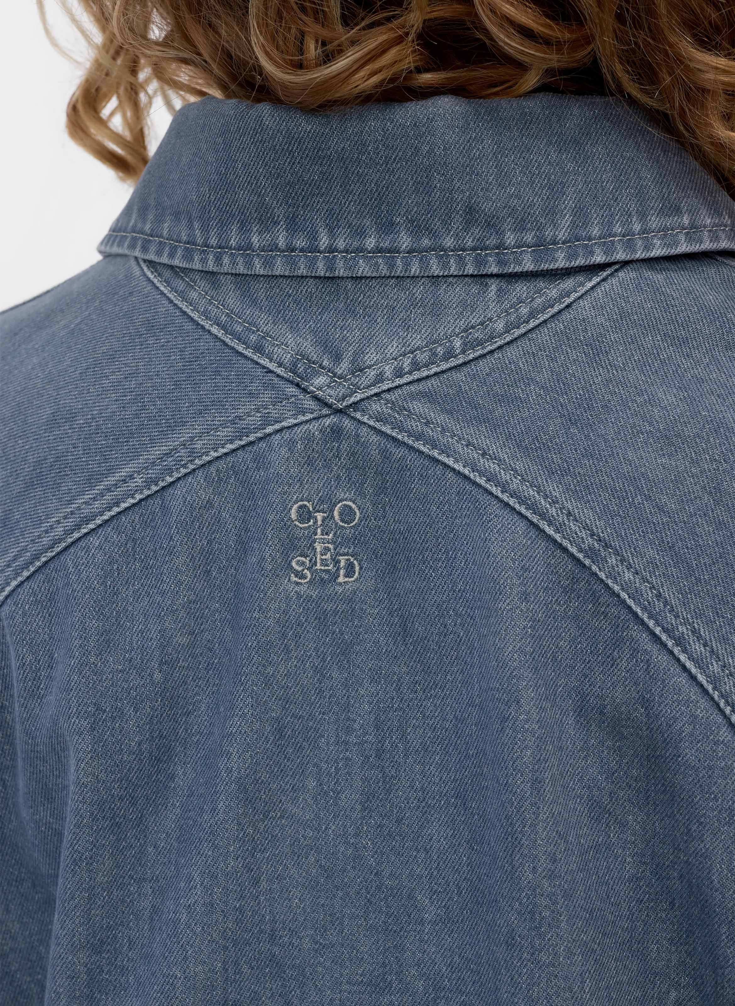 Straight cotton jacket with classic collar CLOSED Grey