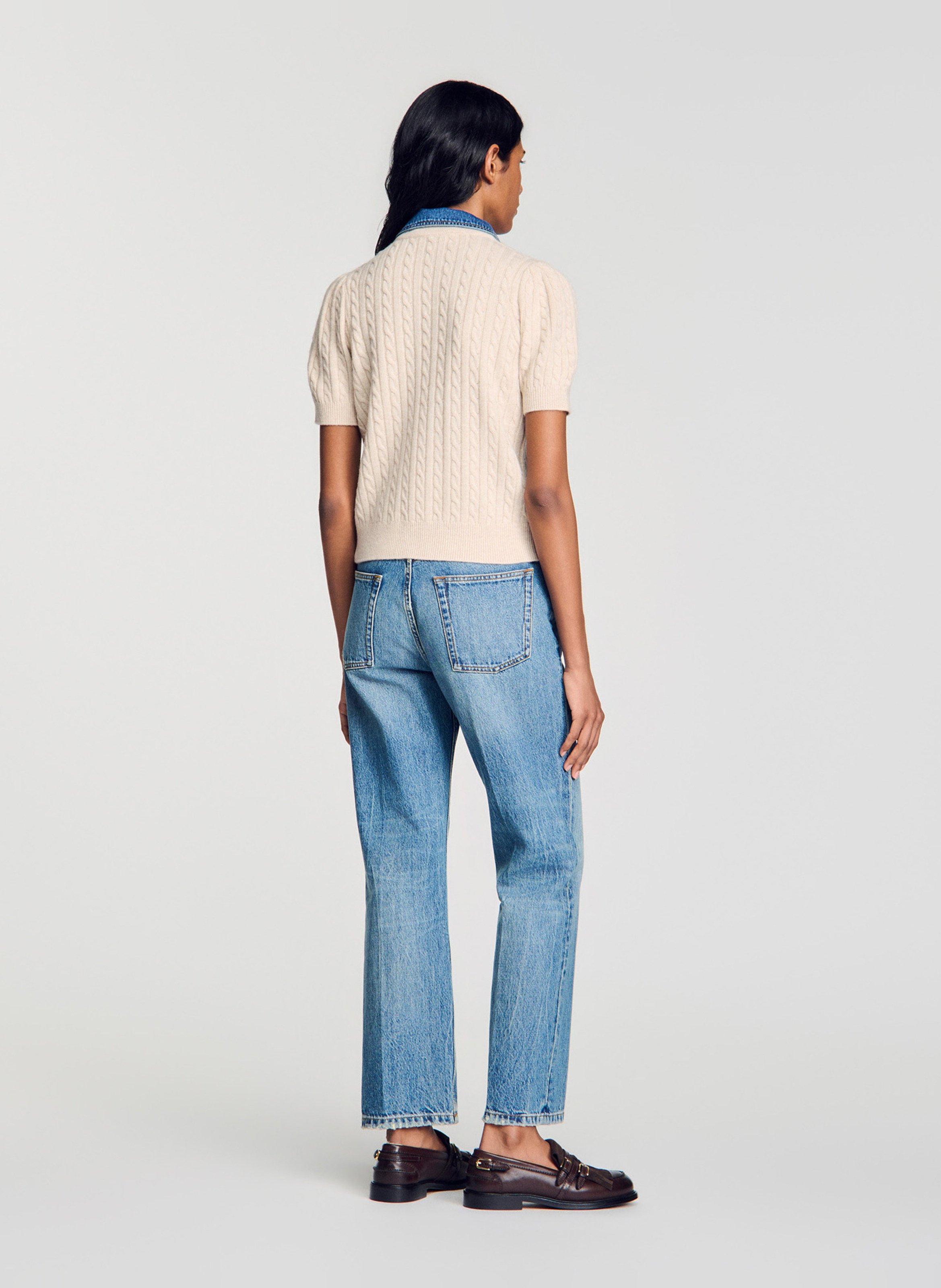 Rechte cardigan van gemengde wol SANDRO Beige