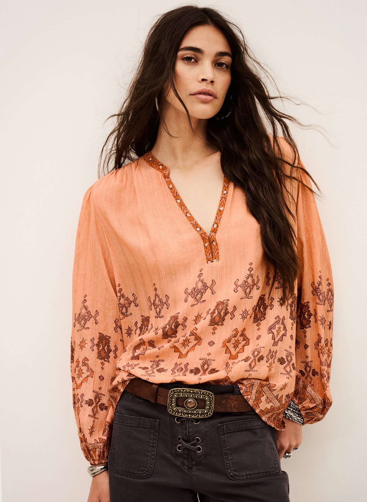 Blouse imprimée col tunisien BA&SH