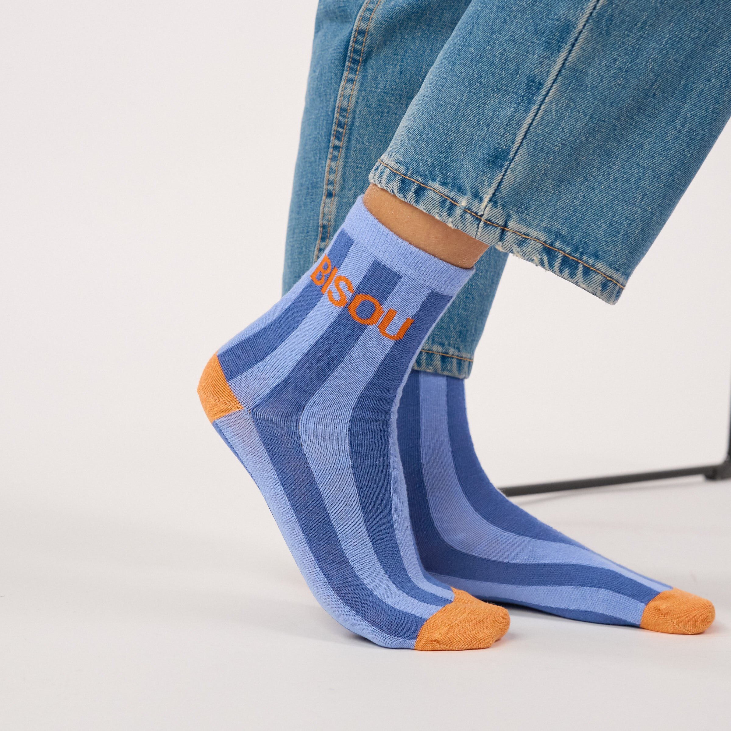 Combed cotton socks with message BILLYBELT Blue