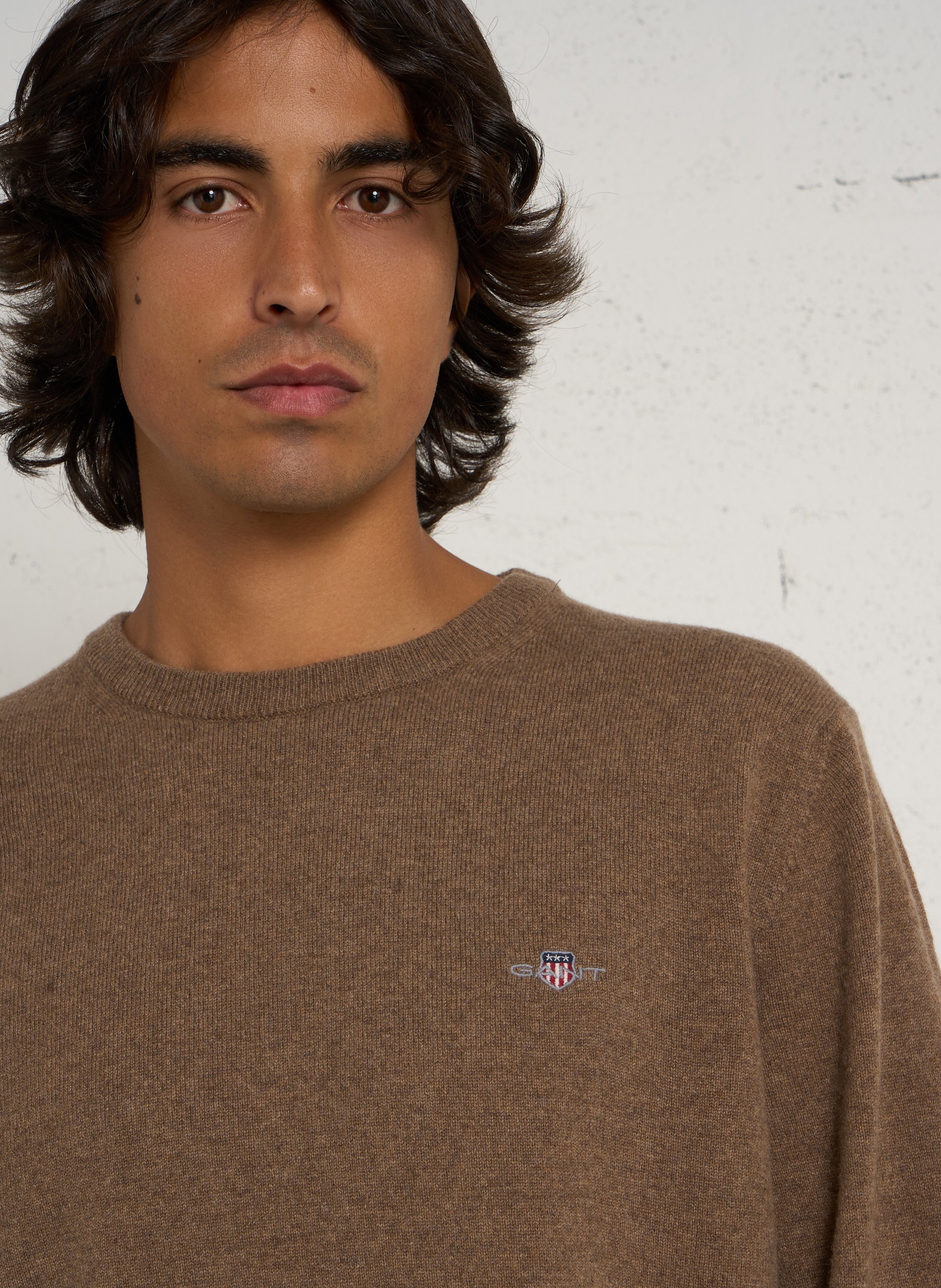 Pull col rond en laine GANT Marron