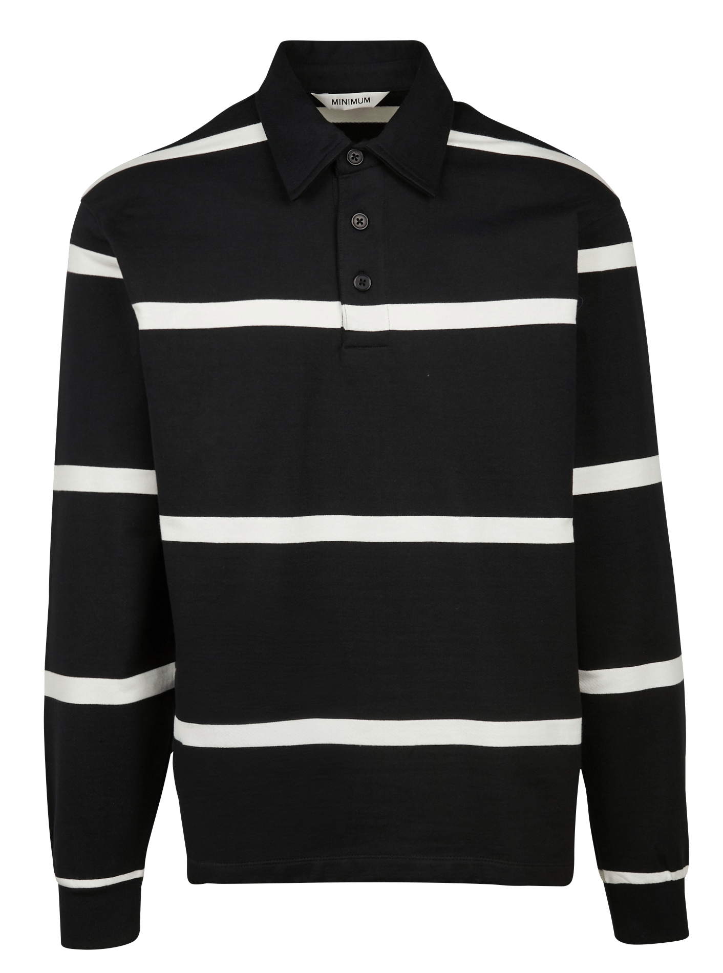 Polo de manga larga a rayas. MINIMUM Negro