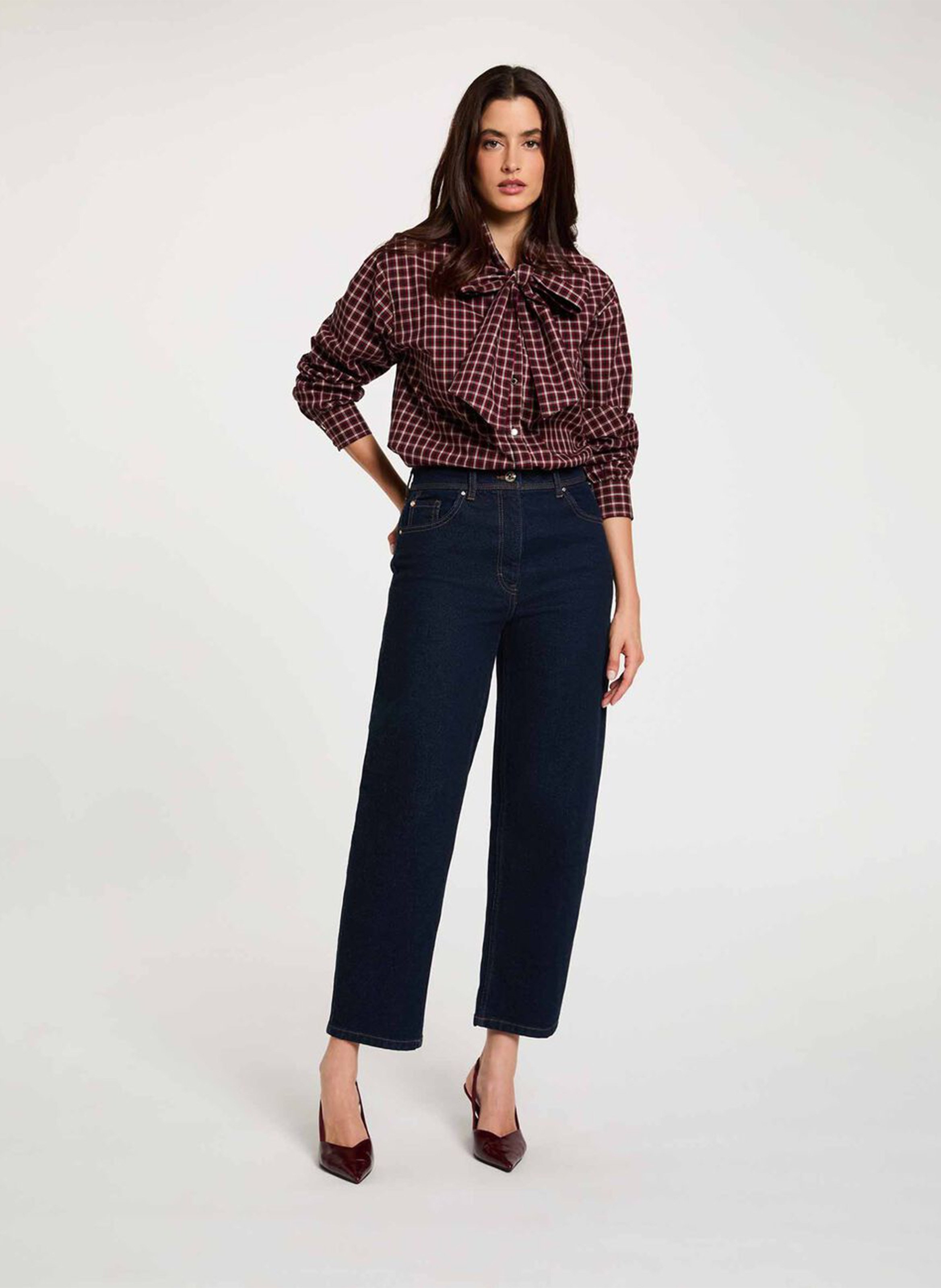 High-waisted straight raw denim jeans MORGAN Blue