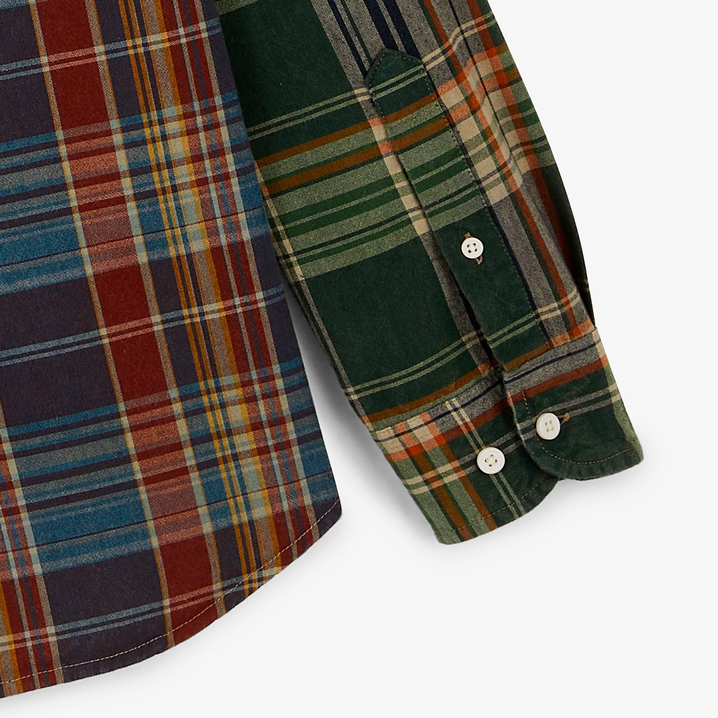 Long-sleeved cotton patchwork check shirt SERGE BLANCO Multicolored