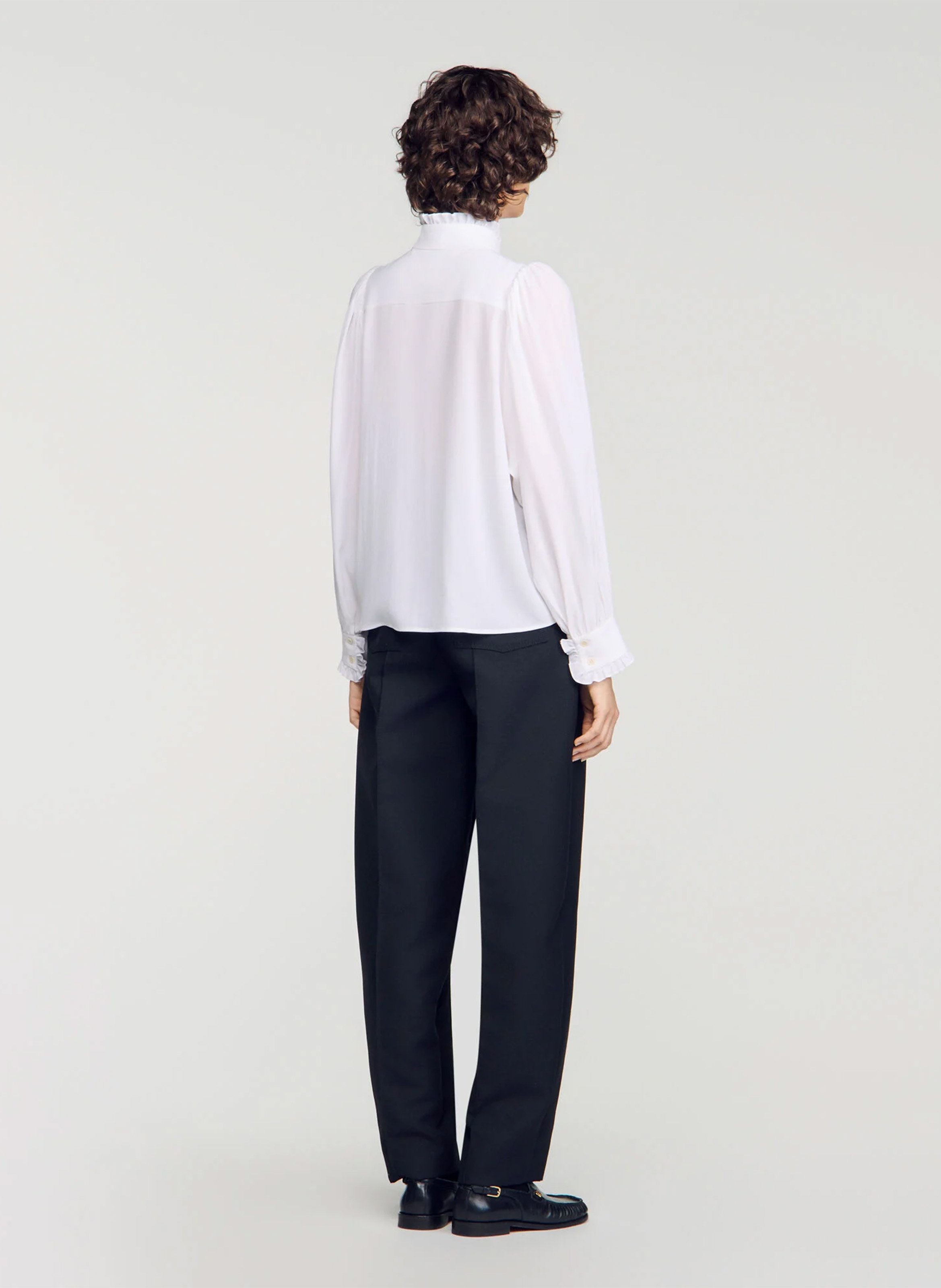Chemise ample en soie SANDRO Blanc