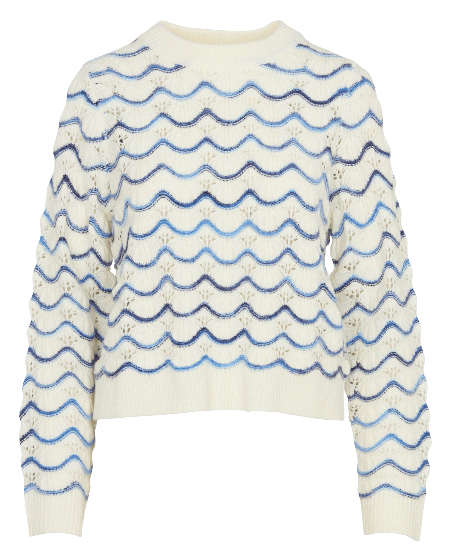 Pull droit col rond ajouré graphique KOOKAI Blanc