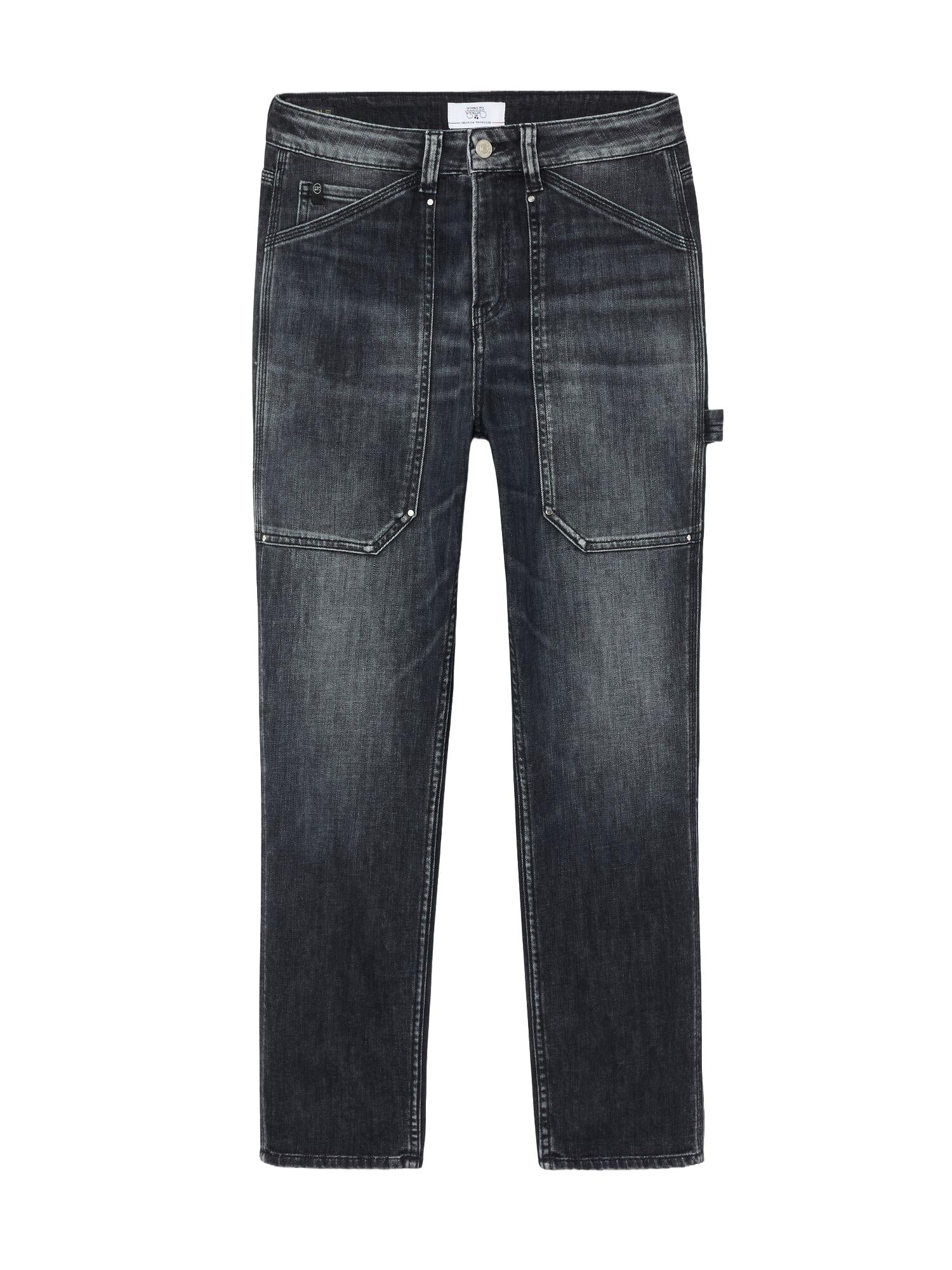High-waisted loose-fit zip jeans LE TEMPS DES CERISES Black