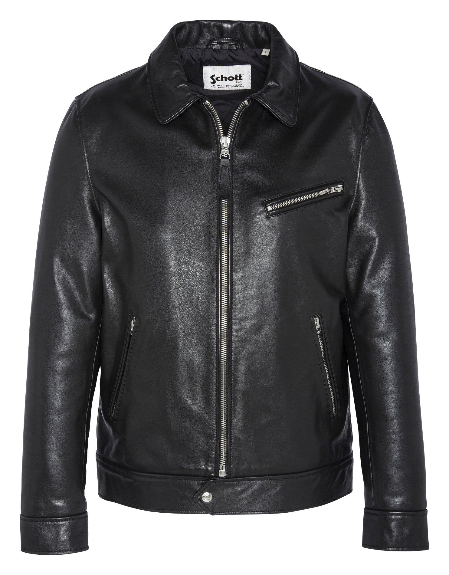 Blouson col classique zippé en cuir SCHOTT Noir