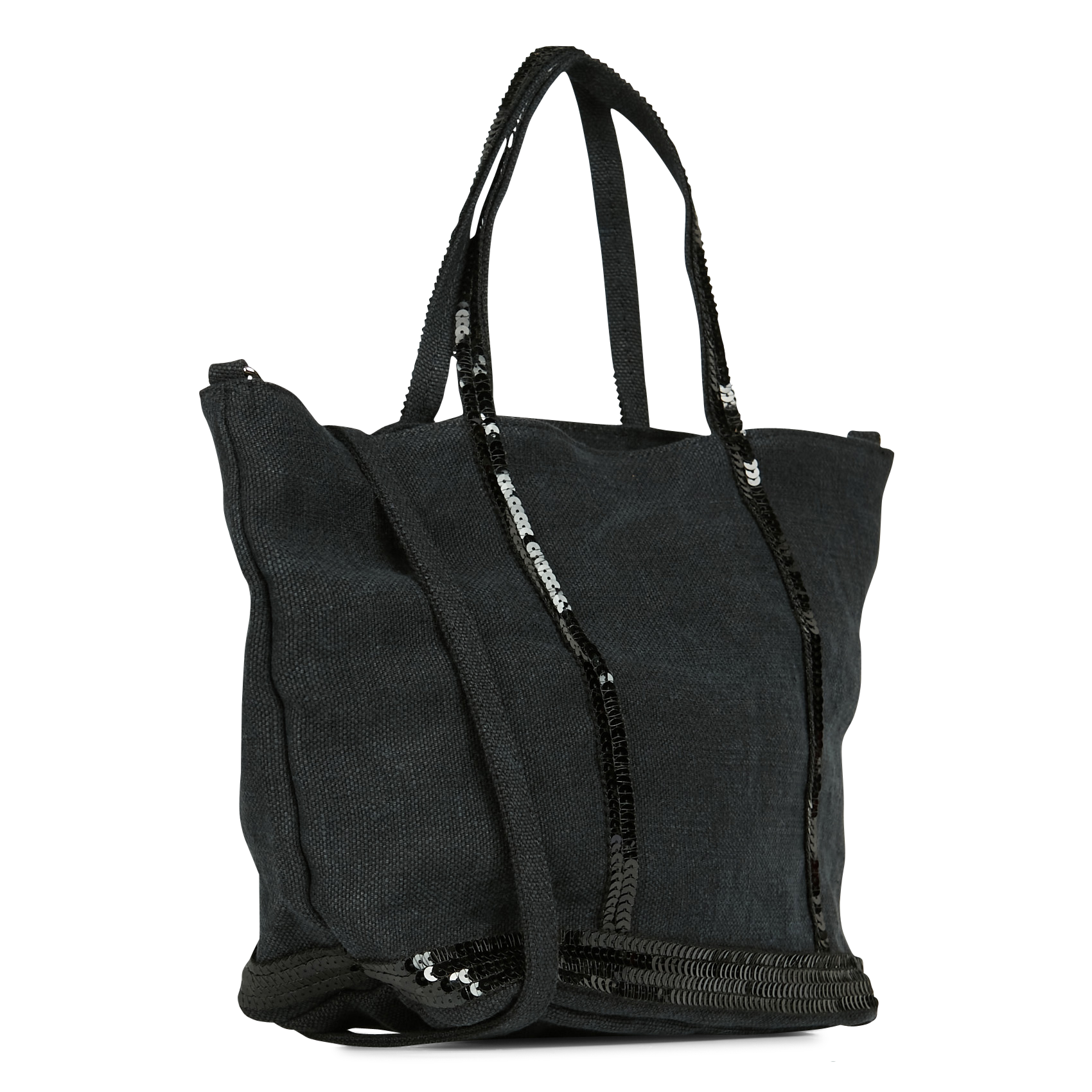 Kleiner Leinen-Shopper mit Pailletten VANESSA BRUNO Schwarz