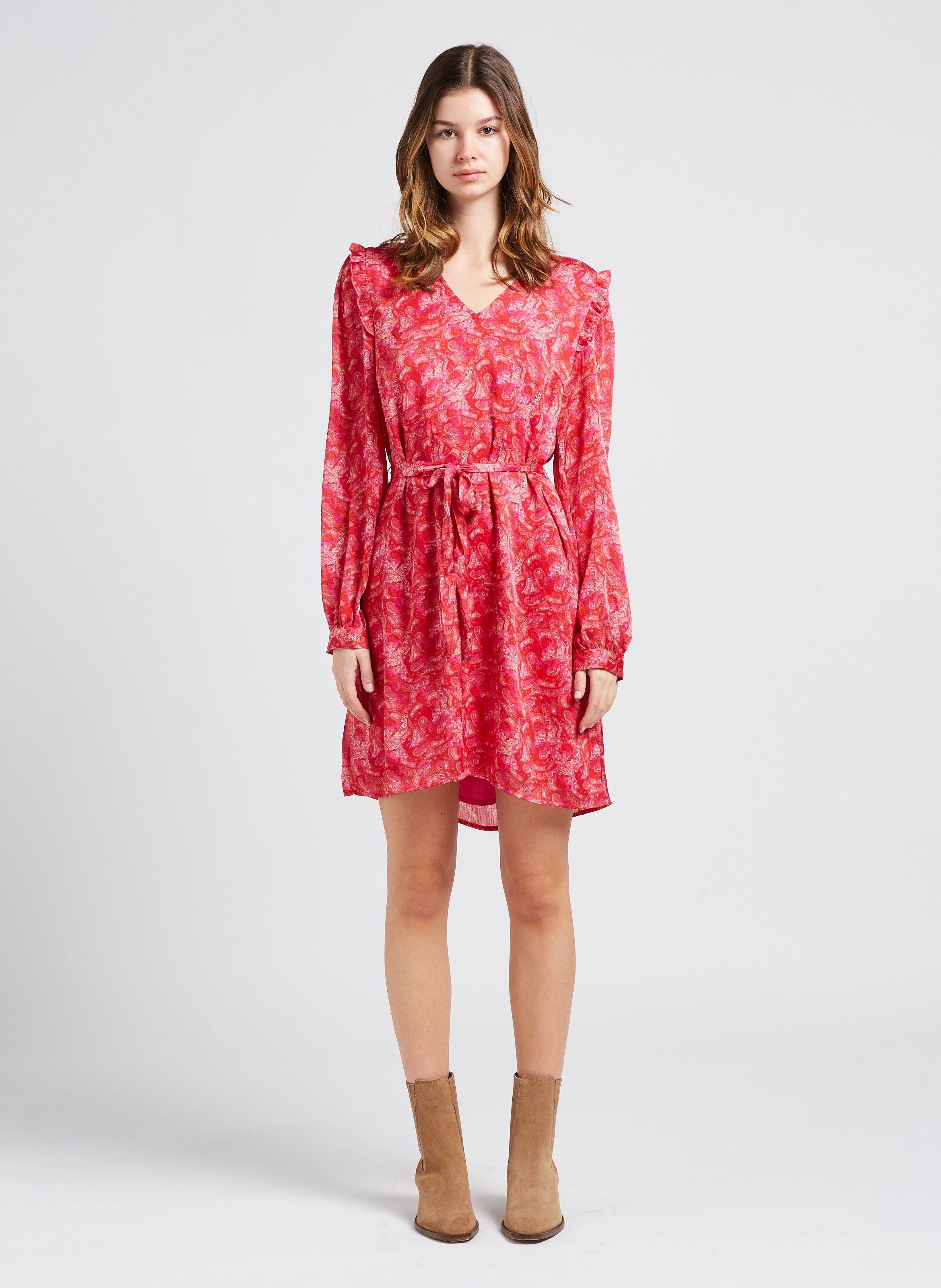 Robe col V droite VILA Rose