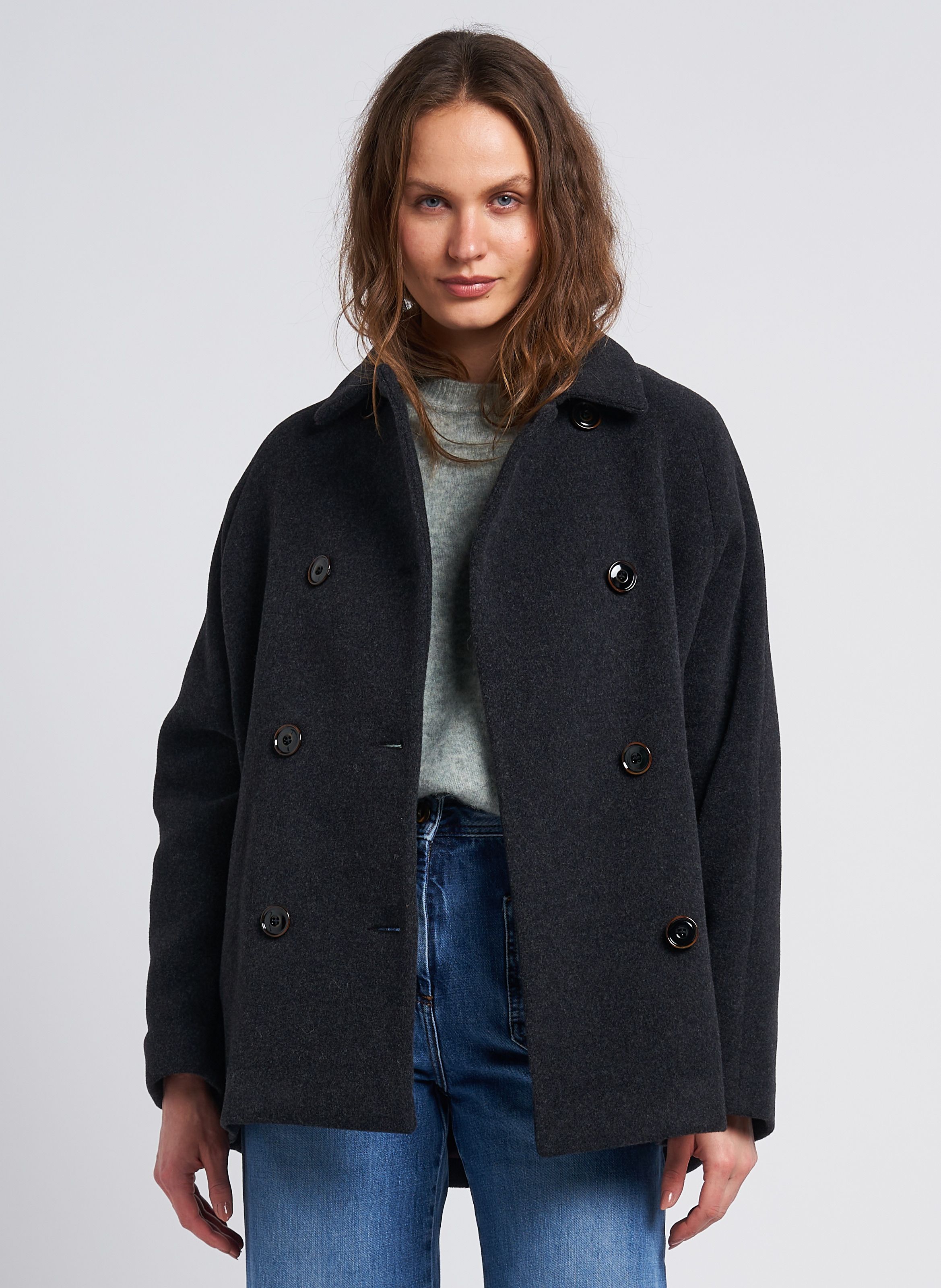 Manteau oversize court discount femme