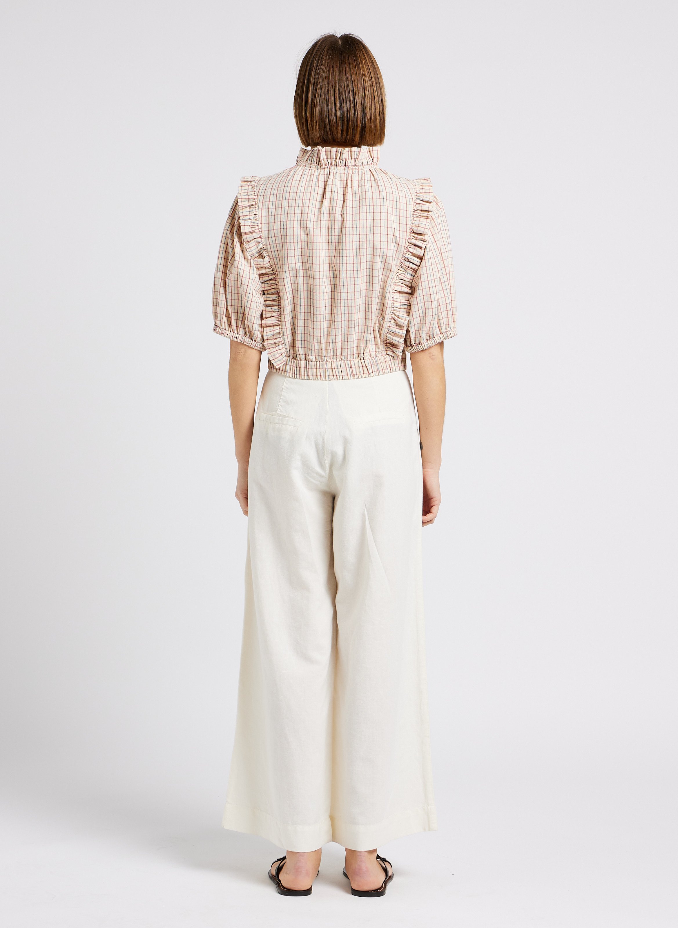 Straight printed cotton blouse with Victorian collar EMILE ET IDA Multicolored