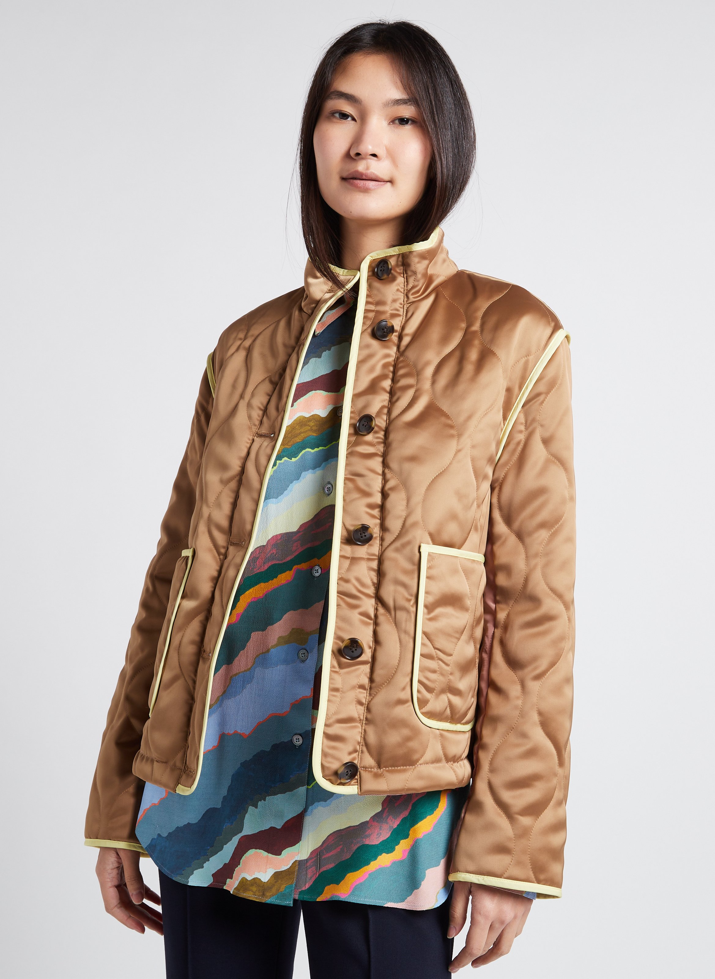 Straight high-neck jacket PAUL SMITH Brown