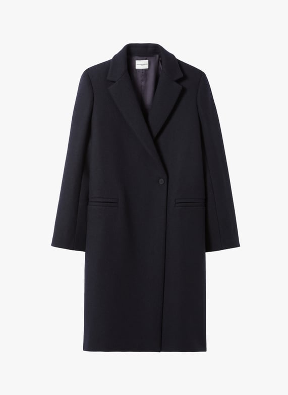Manteau Col Tailleur En Laine Melangee Marine Claudie Pierlot Femme CFPOU00637 D002 MARINE Place des Tendances