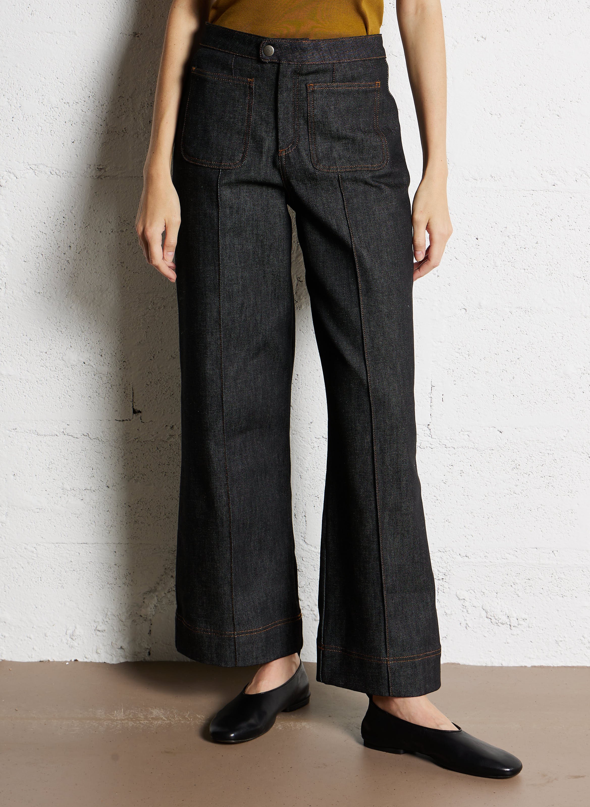 Jean denim brut en coton bio mélangé SOEUR Noir