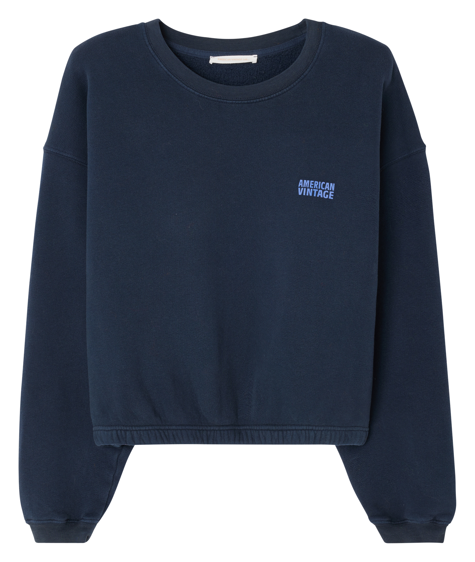 Kurzes Rundhals-Sweatshirt aus Baumwoll-Mix IZUBIRD Marine vintage
