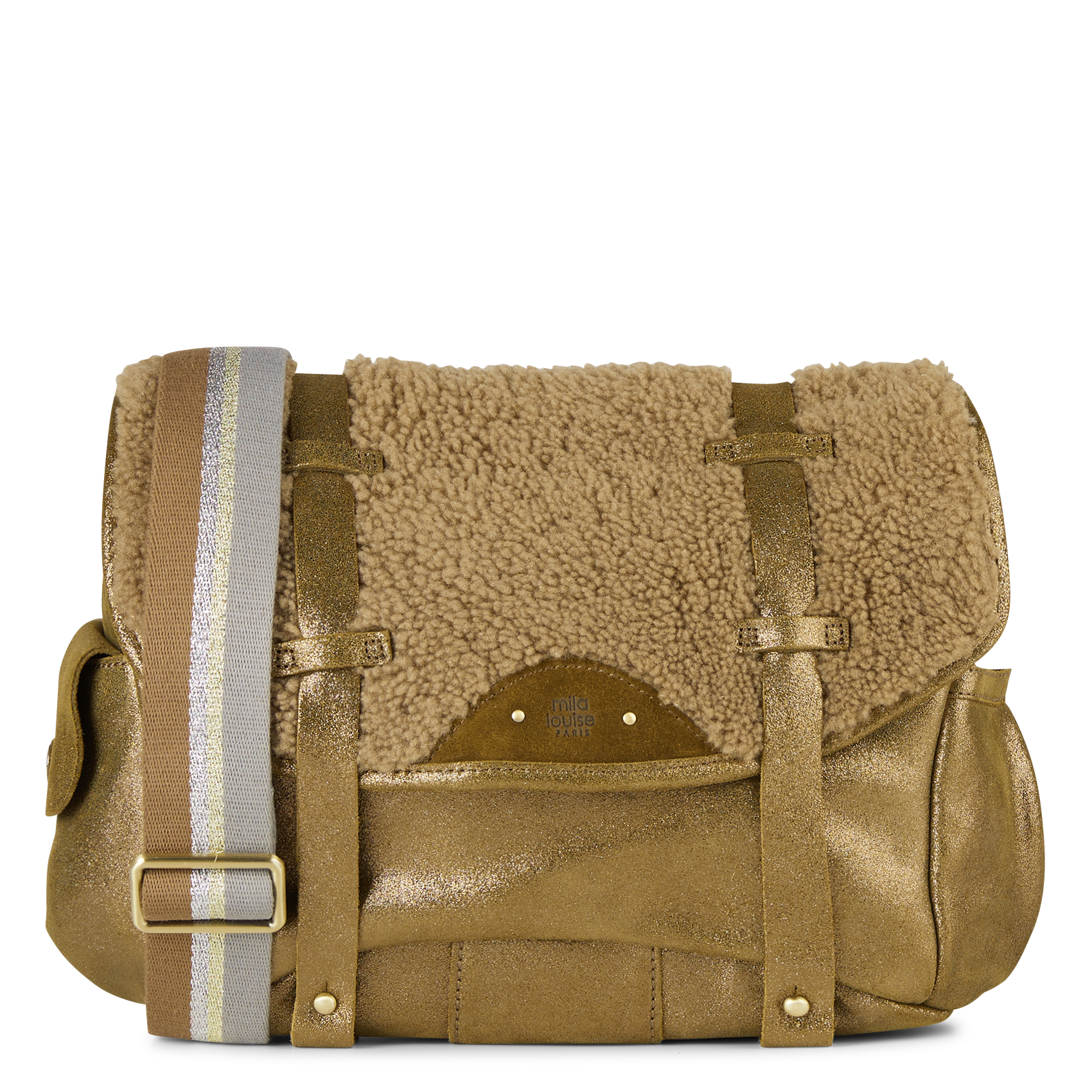 Leren schoudertas MILA LOUISE Kaki