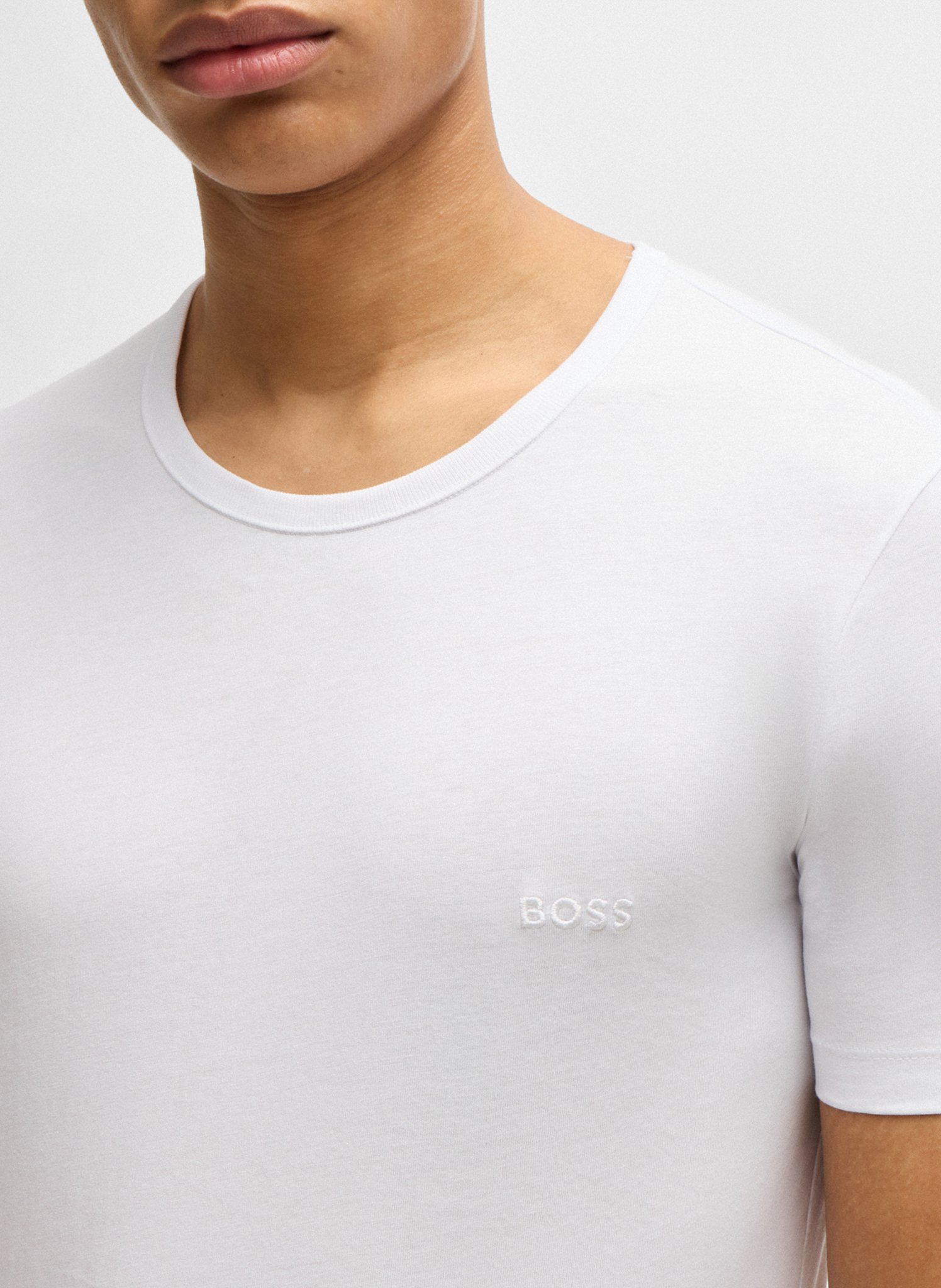 Pack of 3 round-neck cotton T-shirts BOSS White