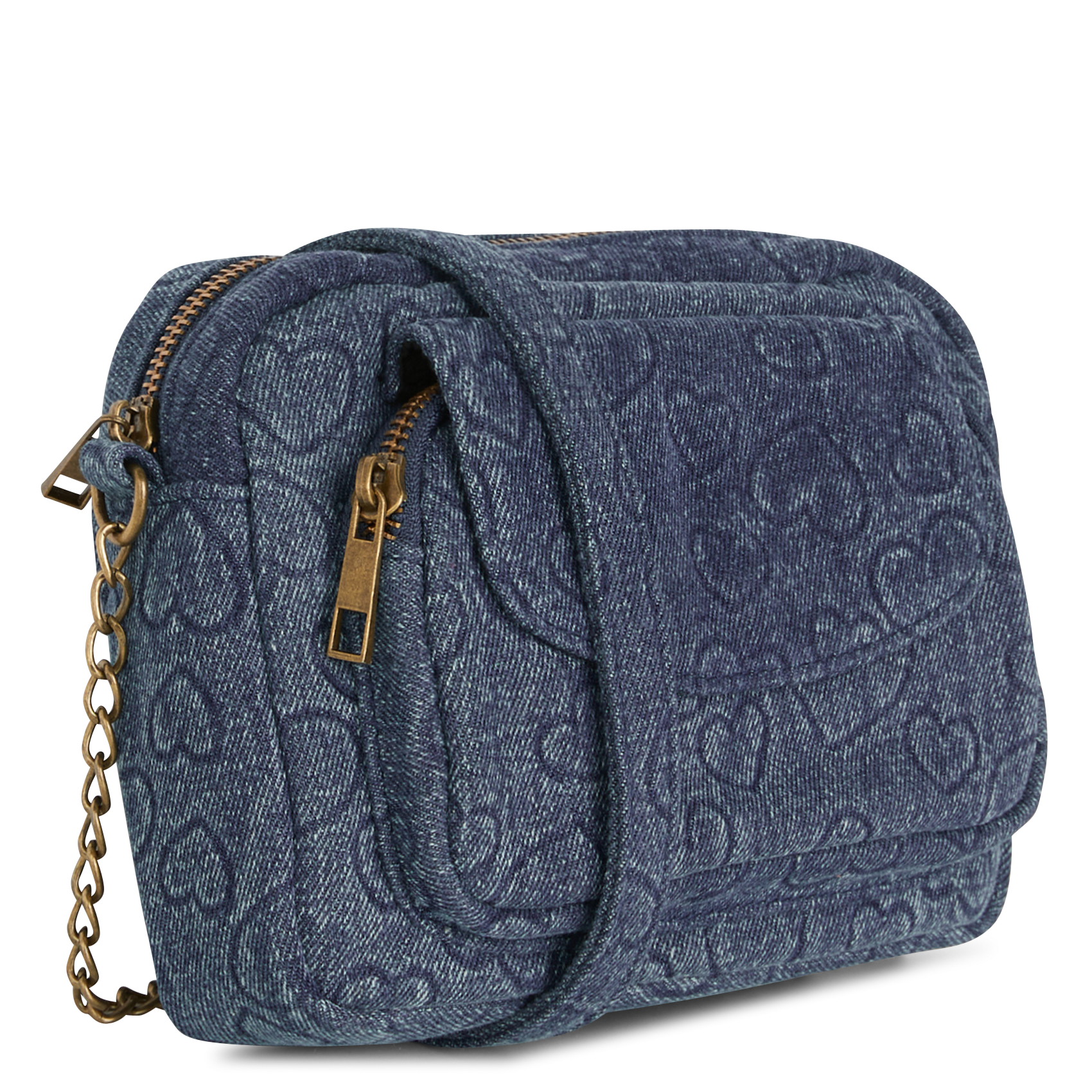 Cotton-blend denim shoulder bag PIECES Blue