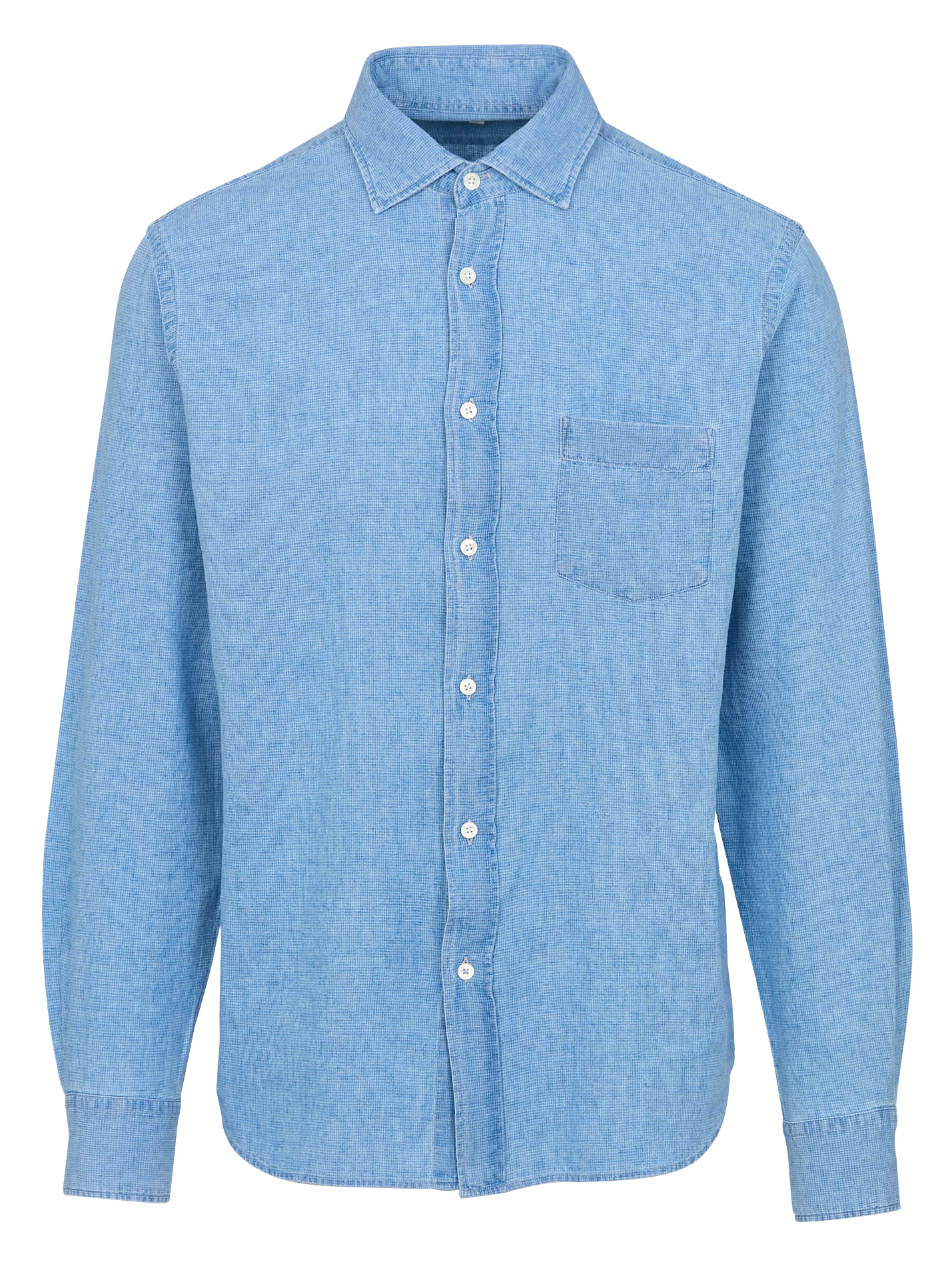 Shirt with classic collar in linen and cotton blend HARTFORD Blue