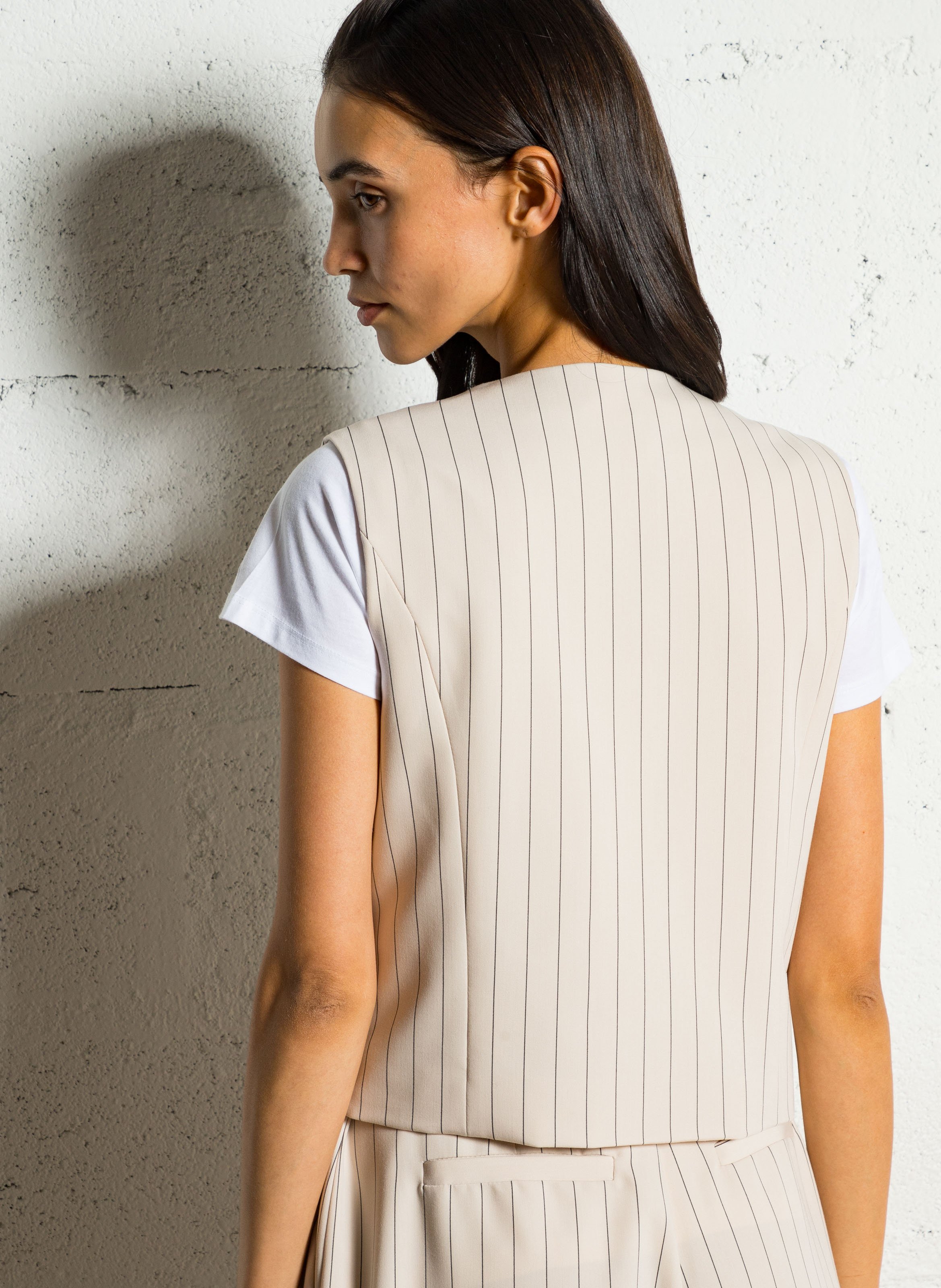 Tailored waistcoat with pinstripes IMPERIAL Beige