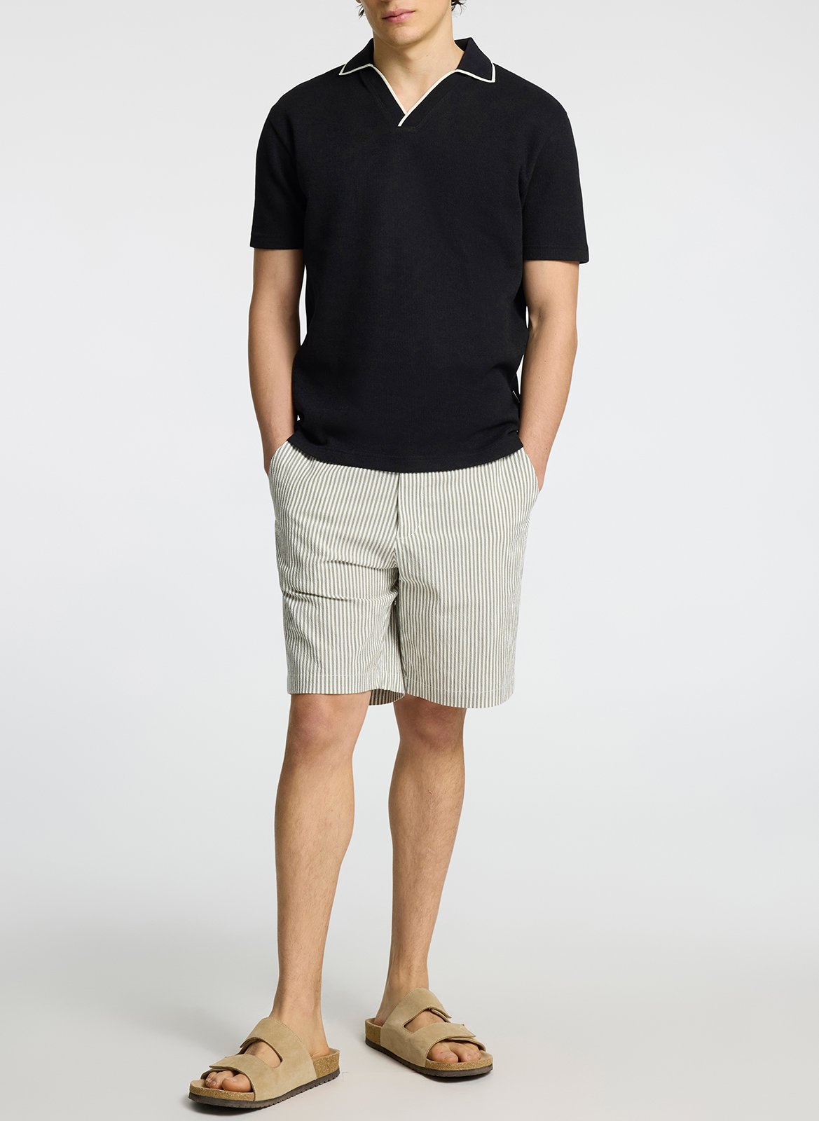 Short droit en coton bio mélangé Vert