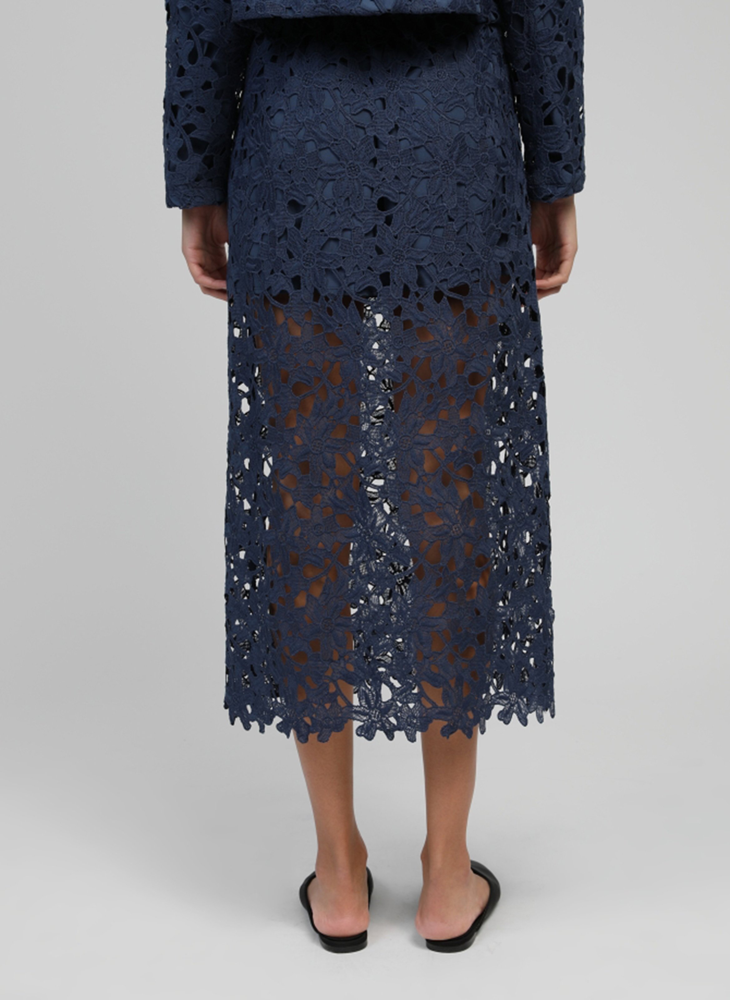 High-waisted lace maxi skirt AN'GE Blue