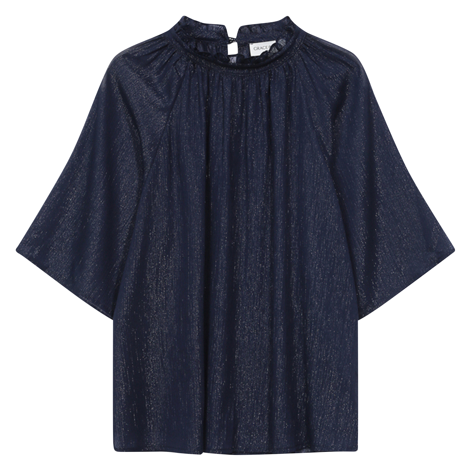 Bluse mit Stehkragen GRACE ET MILA Blau