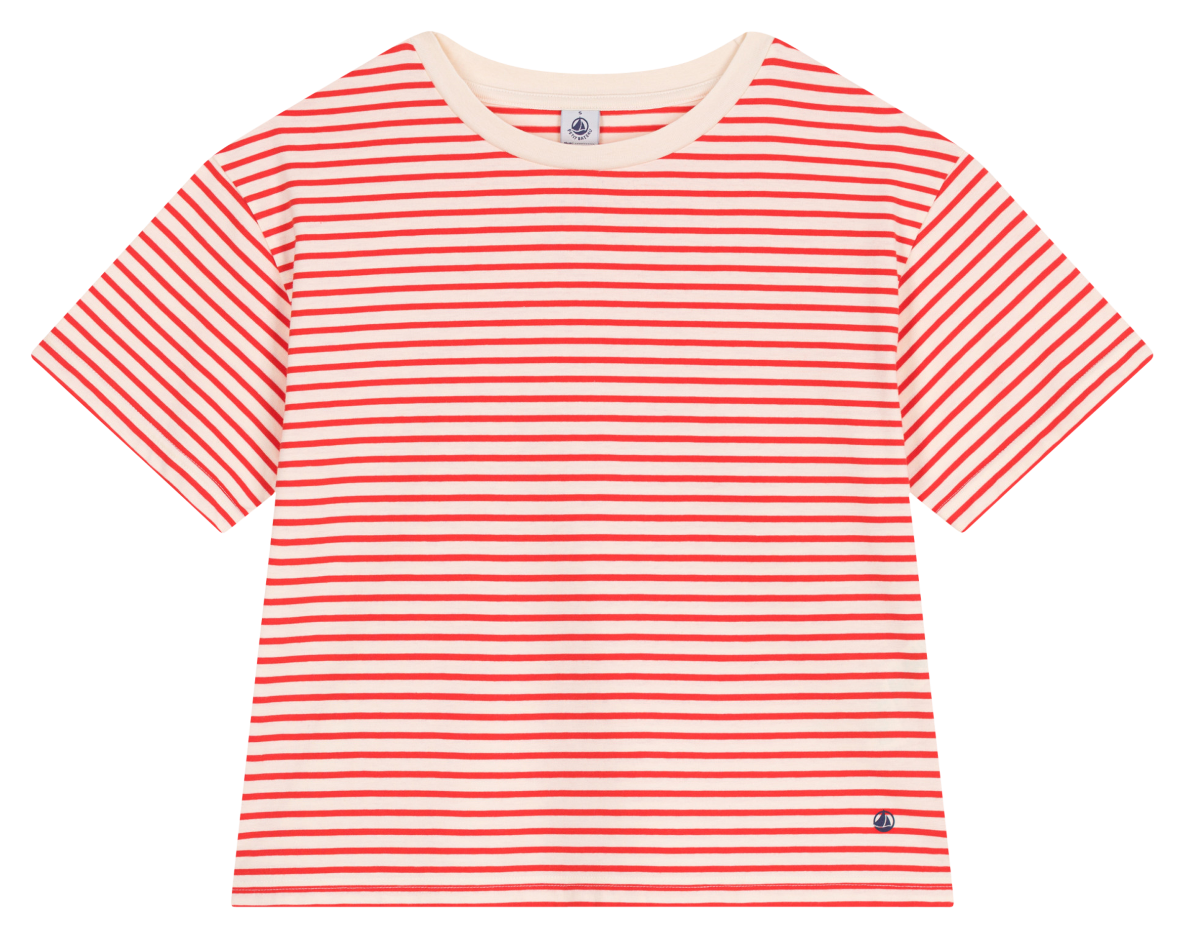 Long-sleeved round-neck cotton T-shirt PETIT BATEAU Red