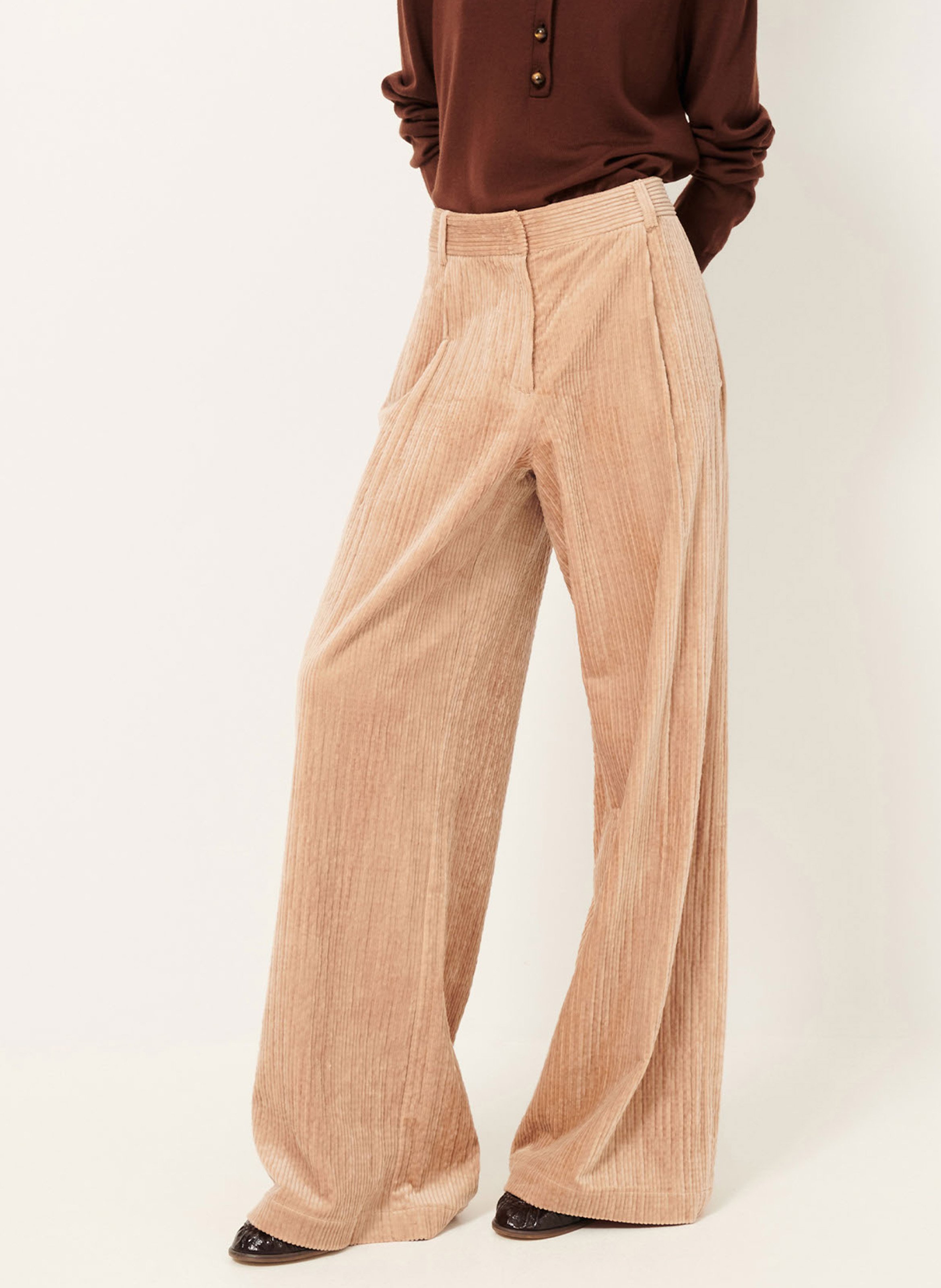 Pantalon large en velours côtelé SESSUN Rose