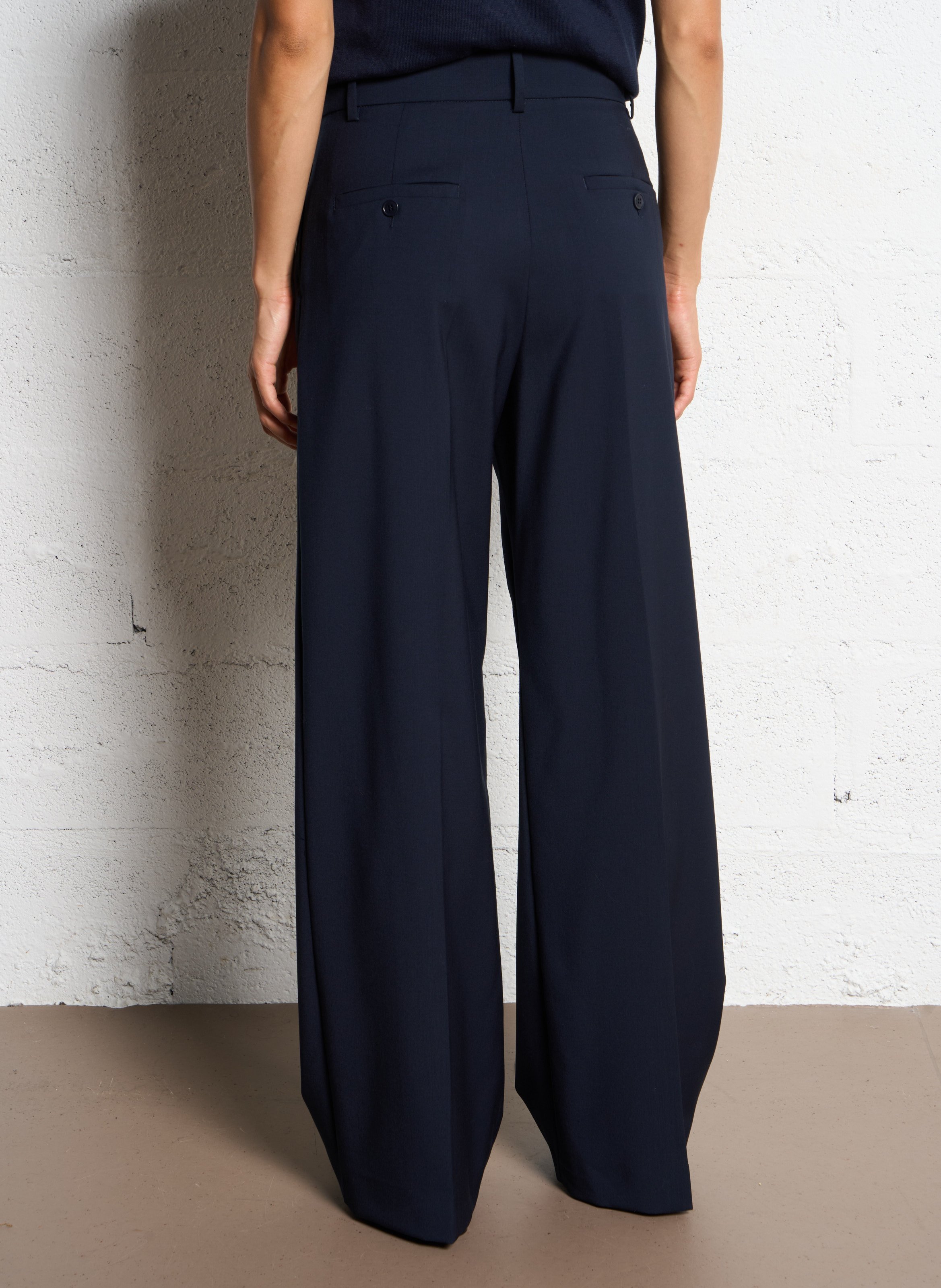 Pantalon large en laine MAX MARA WEEK END Bleu