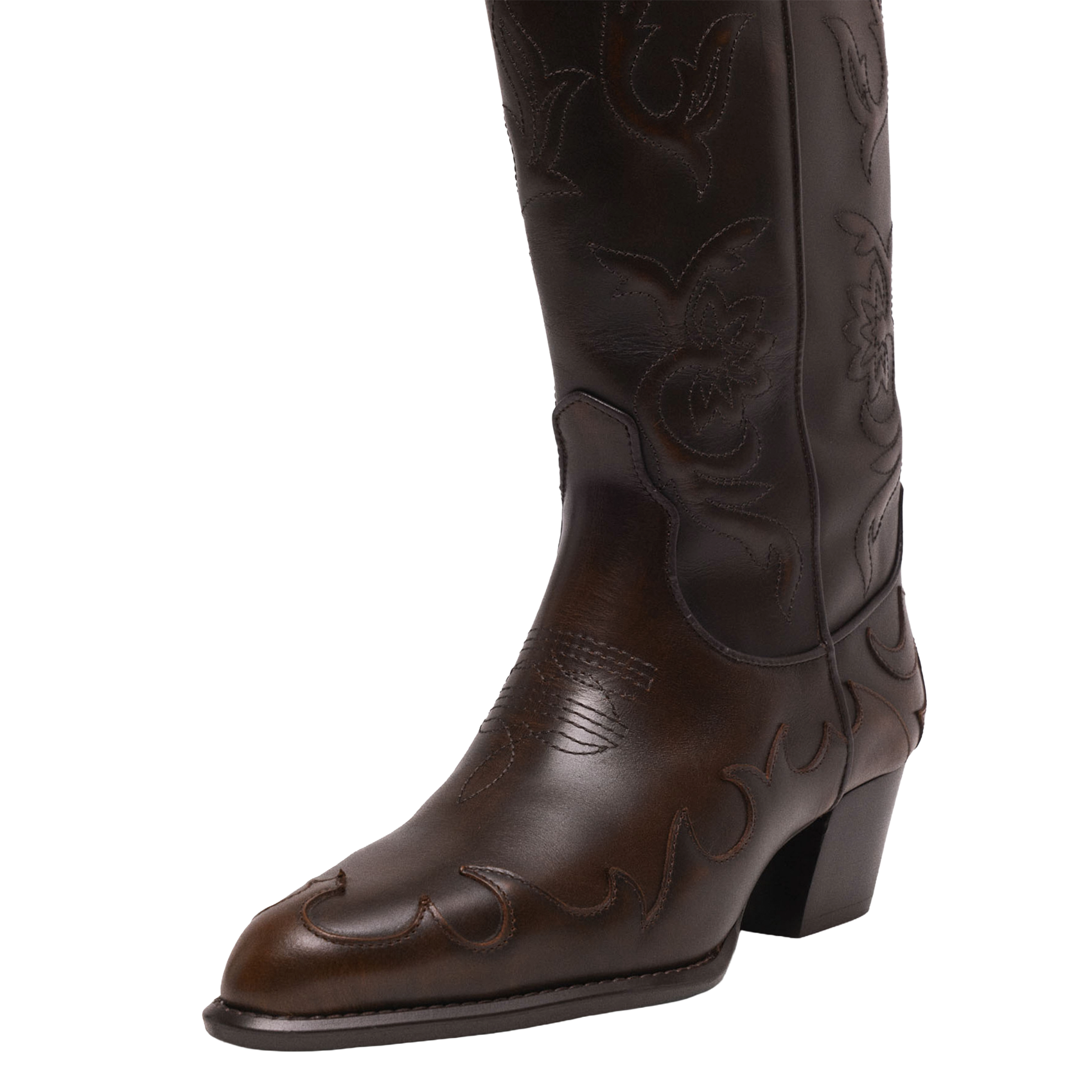 Bottes santiag en cuir MAJE Marron