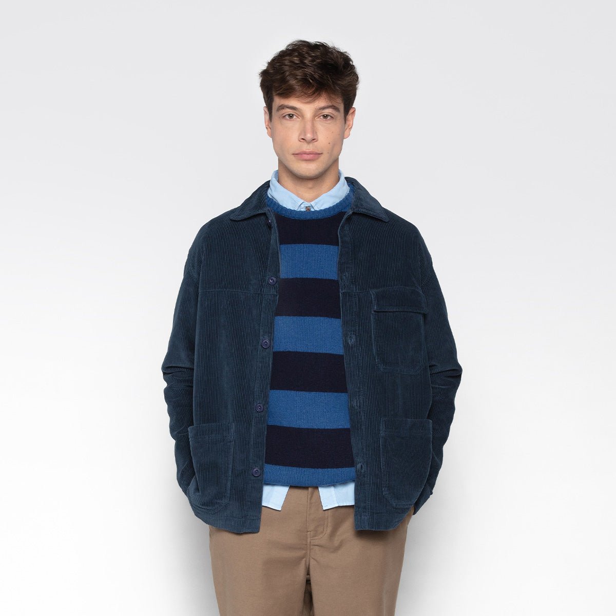 Rib-knit straight sweater SERGE BLANCO Blue