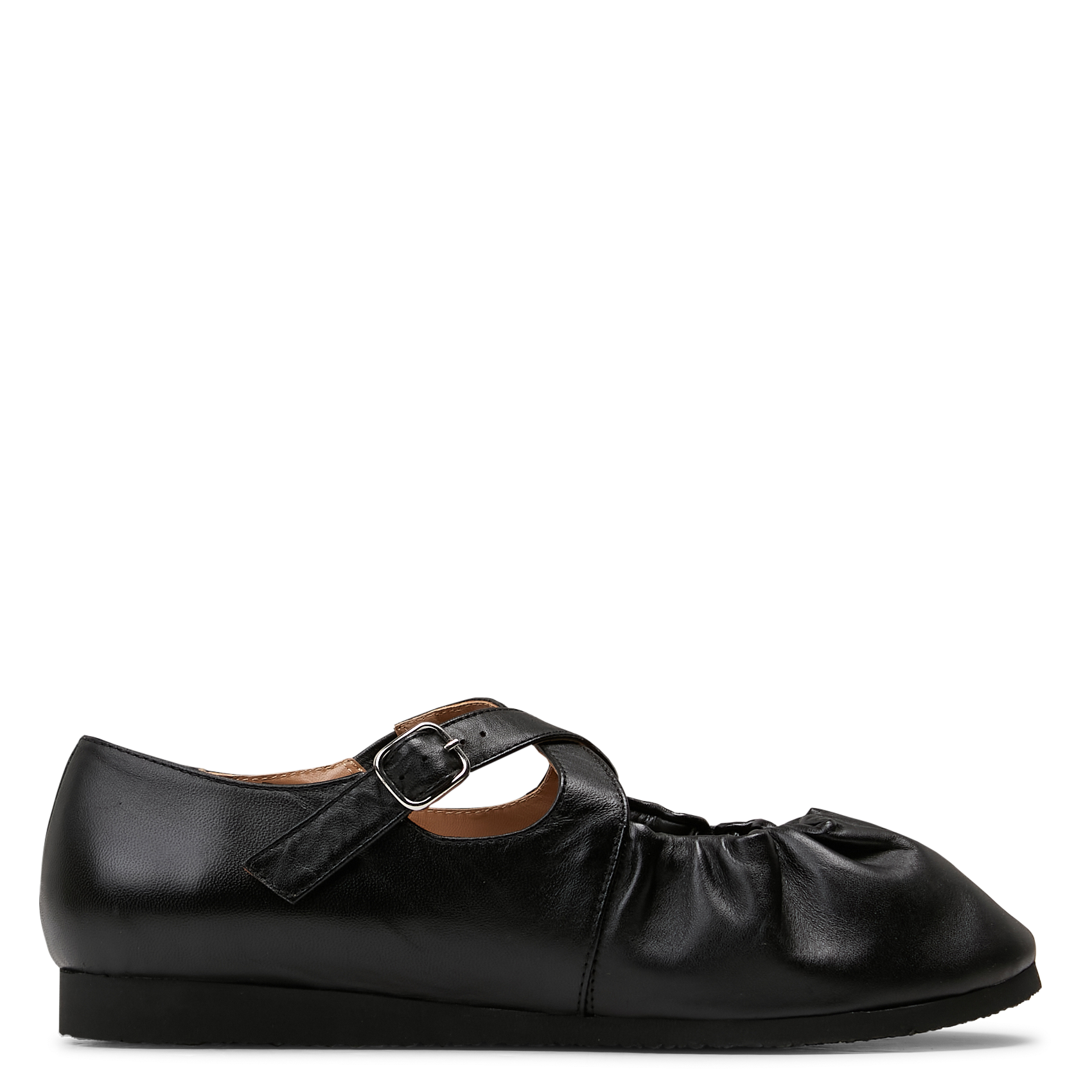 Elasticated leather ballet flats NAGUISA Black