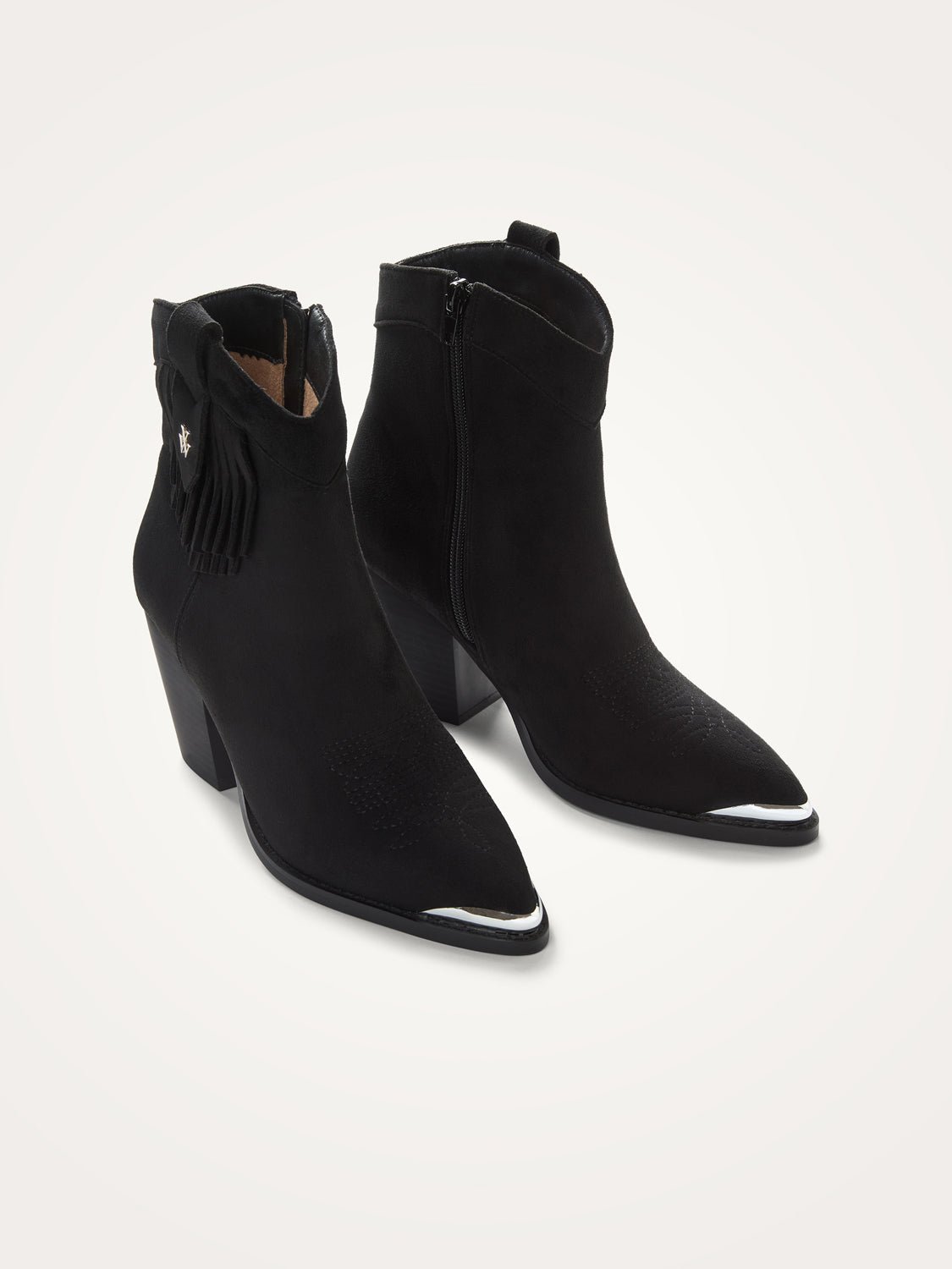 Fringed cowboy ankle boots VANESSA WU Black