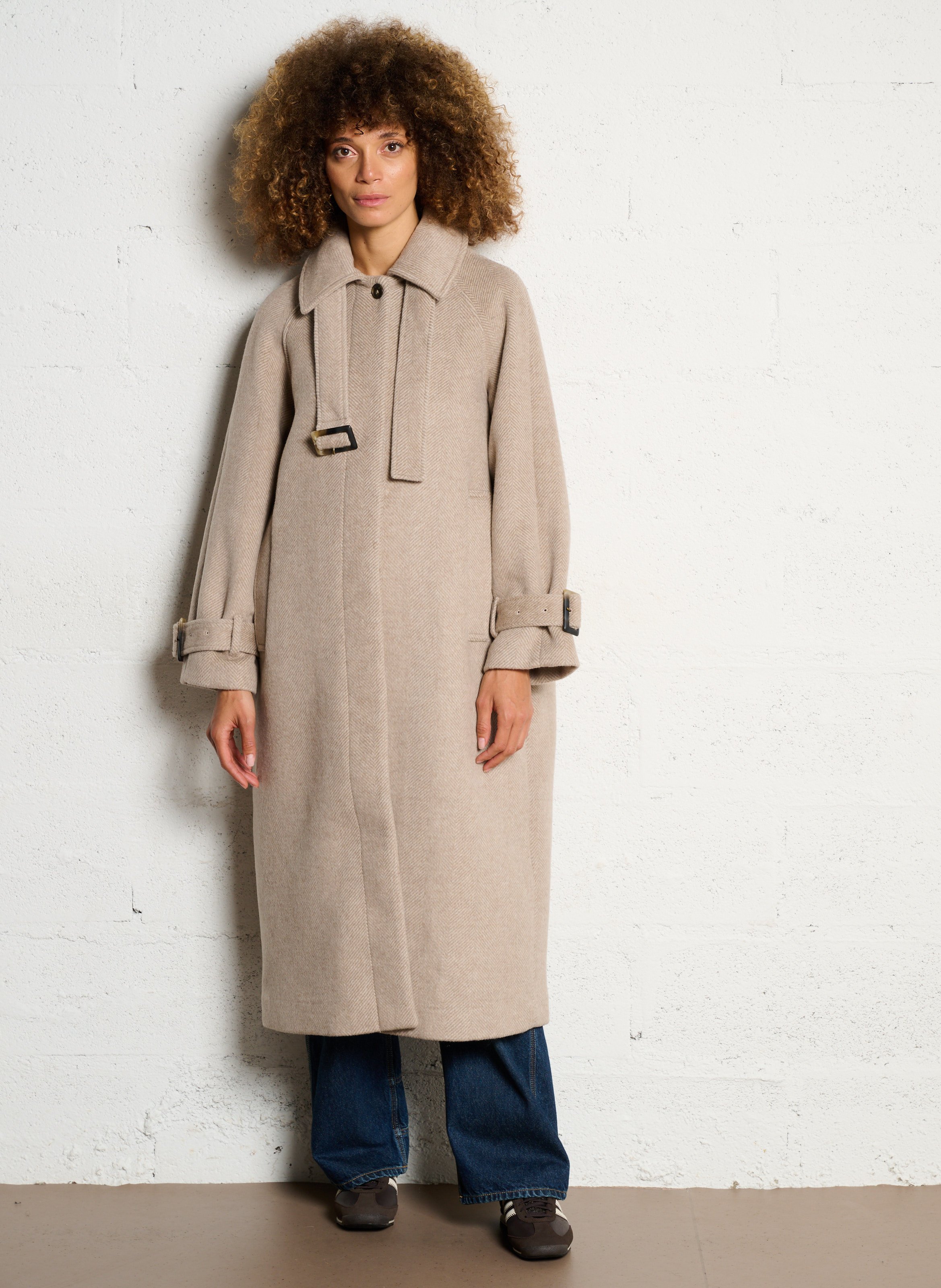 Mid-length wool-blend straight-cut coat DAMSON MADDER Grey