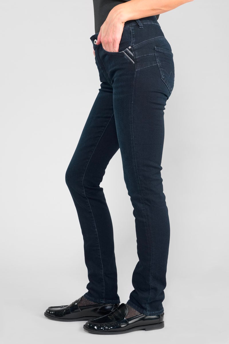 High-waisted straight push-up jeans, length 34 LE TEMPS DES CERISES Blue