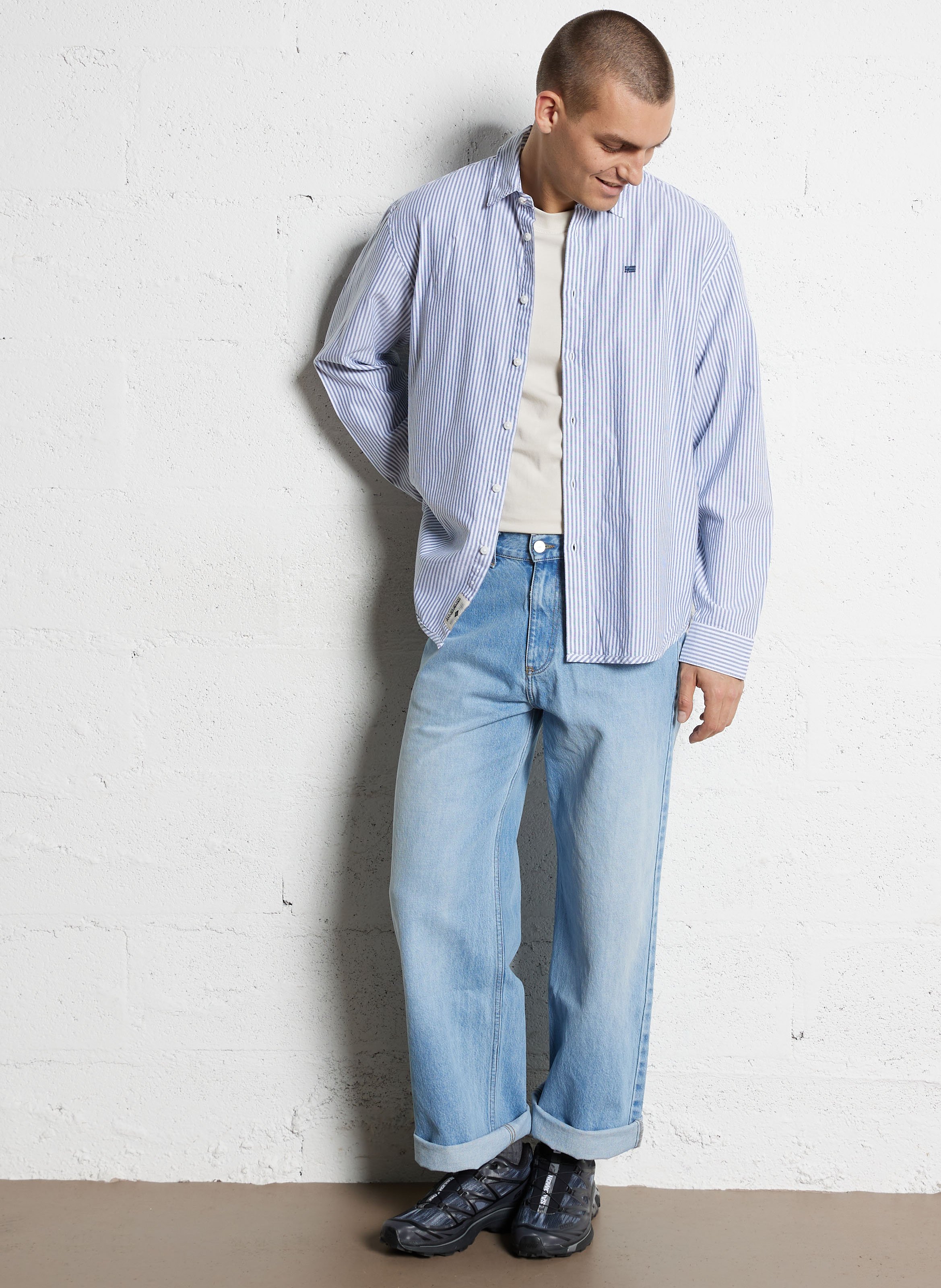 Chemise droite col classique rayée en coton NAPAPIJRI Bleu