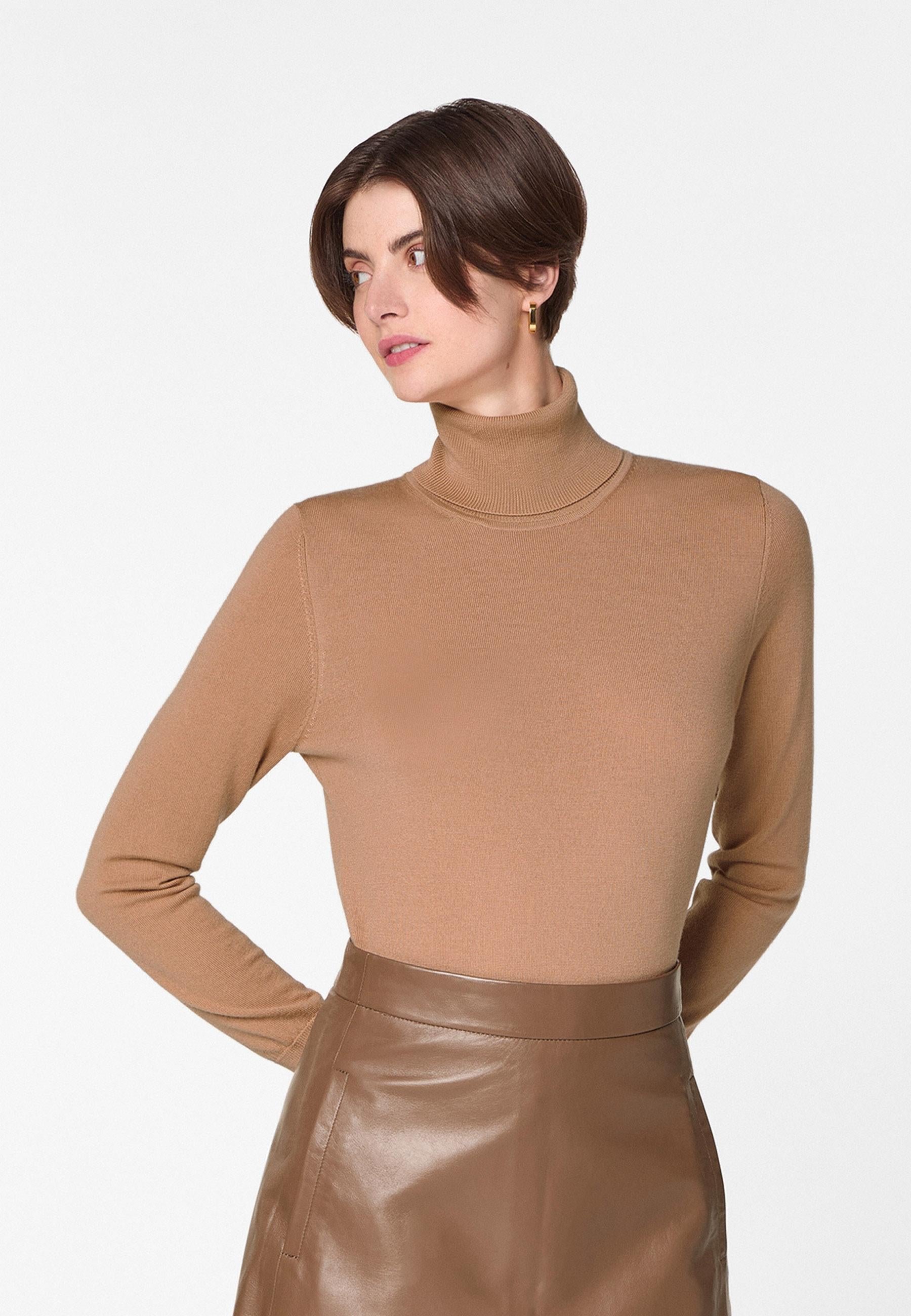 Merino wool roll-neck sweater RODIER Brown